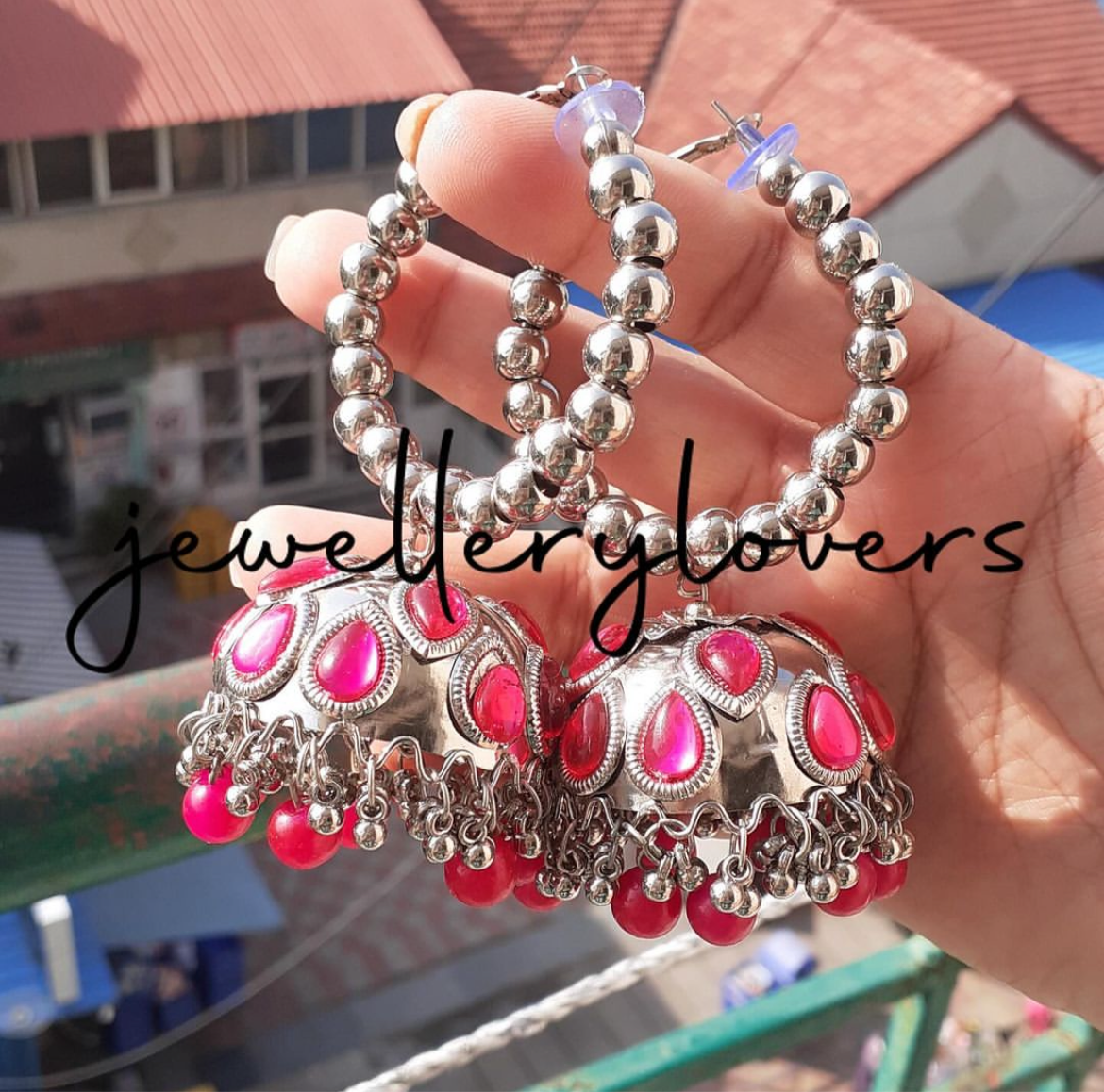 Shop pink beaded baali at Jewellery Lovers. Anti-tarnish, trendy & perfect for daily or festive wear. Free shipping available. jewellerylovers