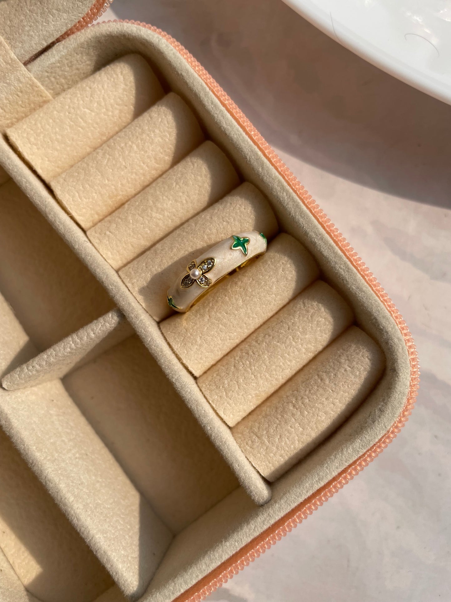 Adjustable enamel crystal anti tarnished ring jewellerylovers
