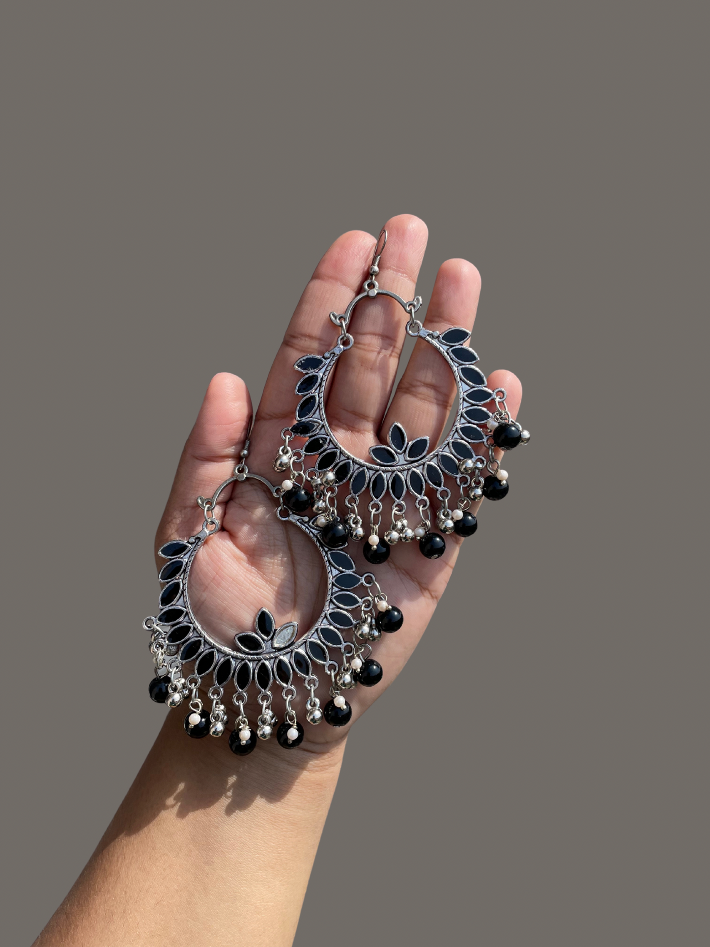 Shop beaded black chaandbali at Jewellery Lovers. Anti-tarnish, trendy & perfect for daily or festive wear. Free shipping available. jewellerylovers