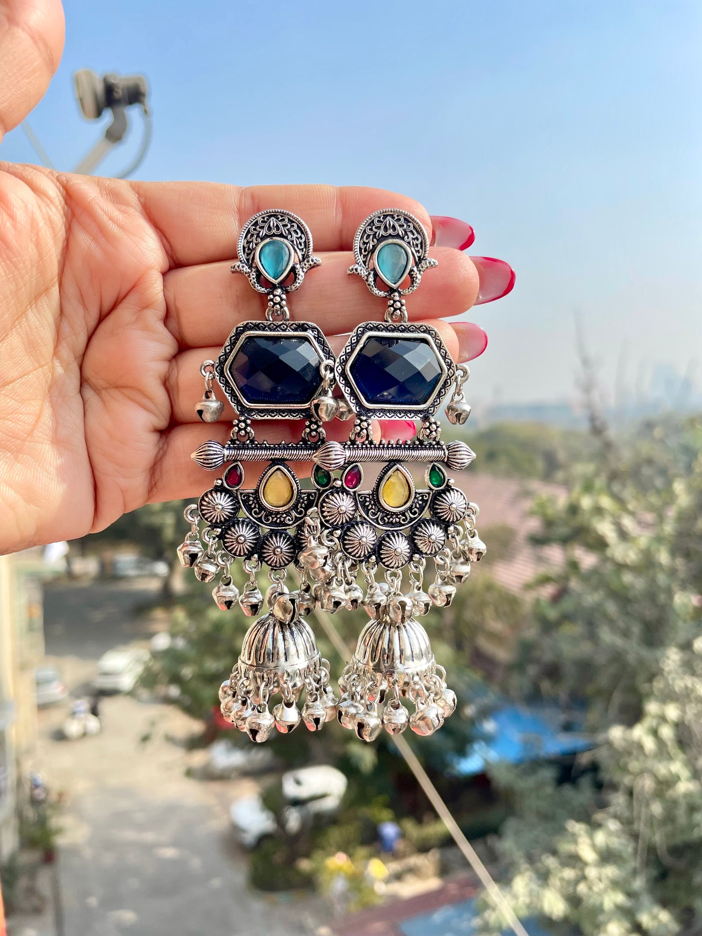 Silver Kashmiri jhumka