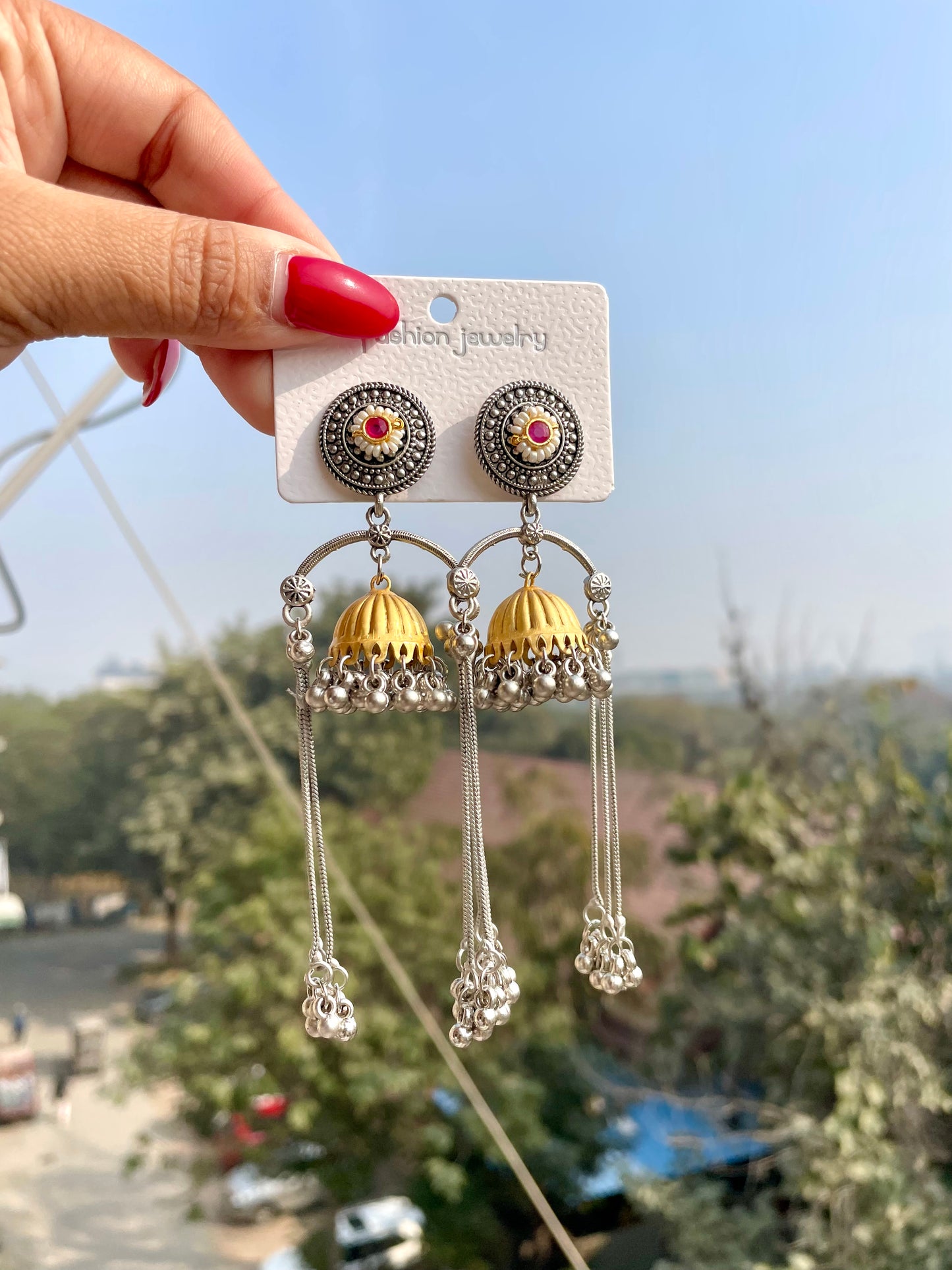 Dual shade jhumka jewellerylovers