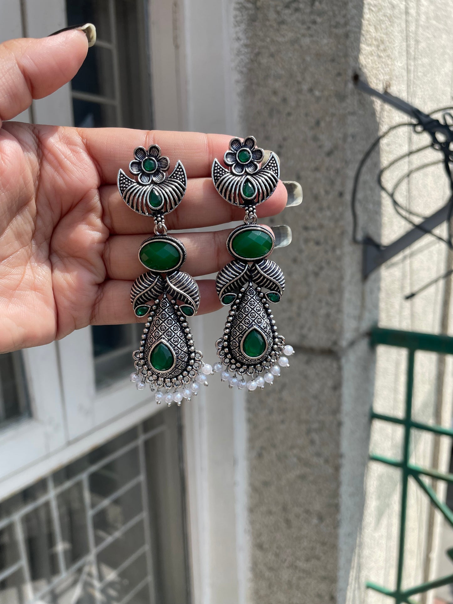 Leafy long jhumka