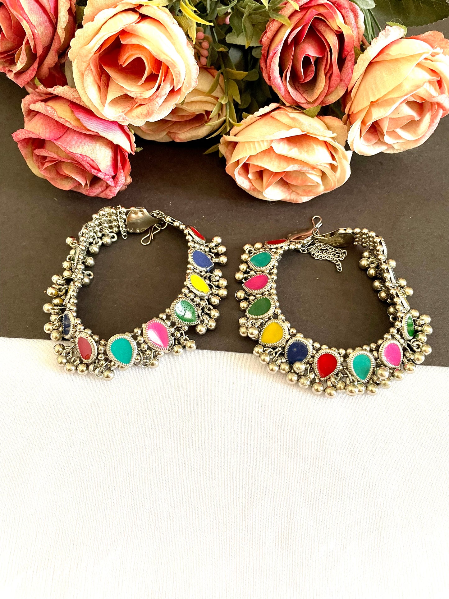 Multicolour beaded anklets