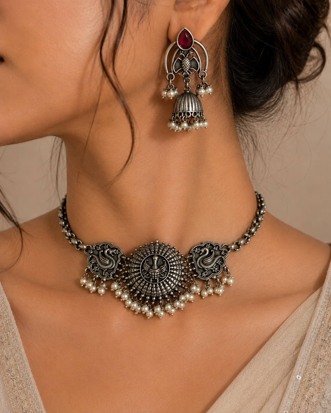 Choker necklace with earrings jewellerylovers