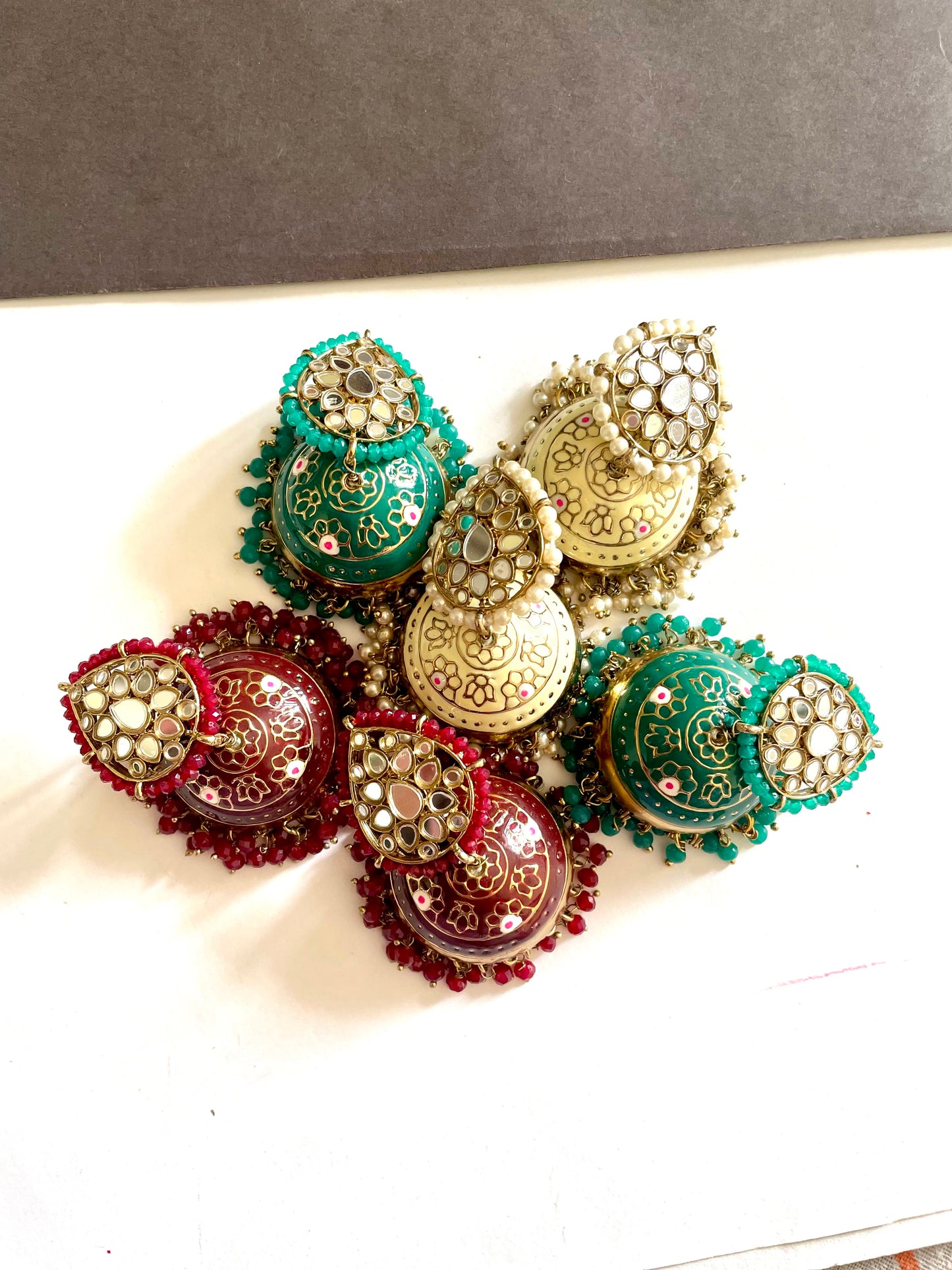 Mirror handpainted jhumka