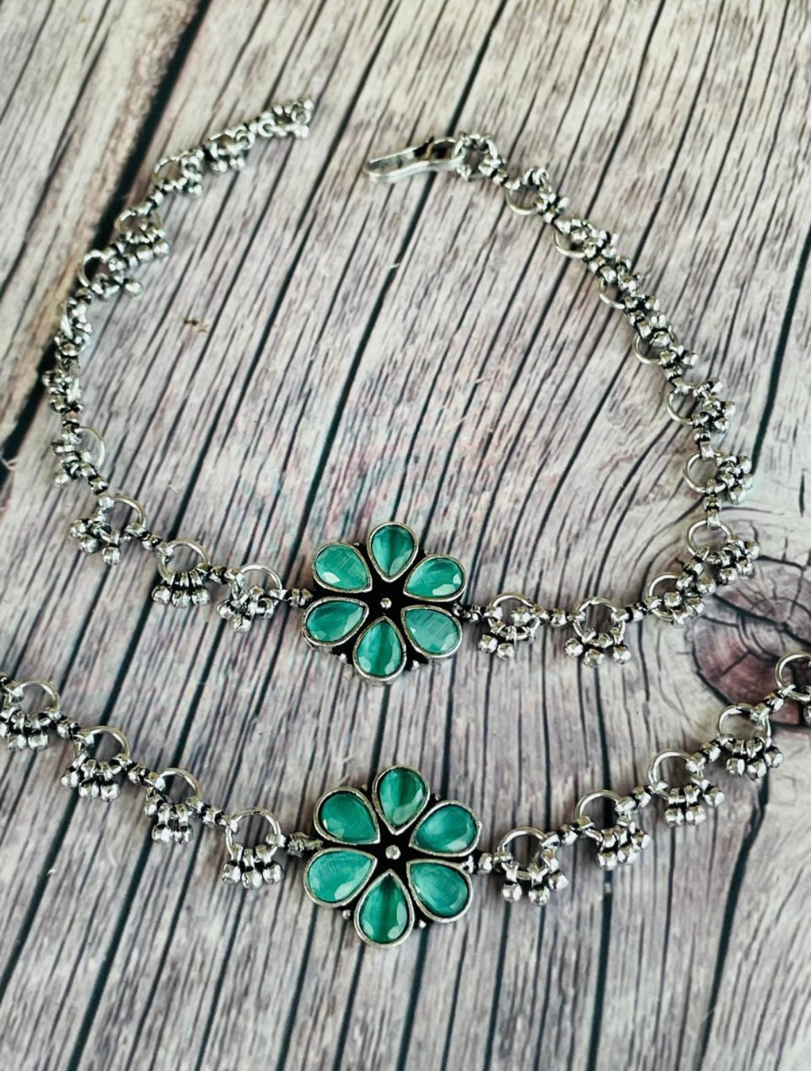 Brass flower Crystal anklets