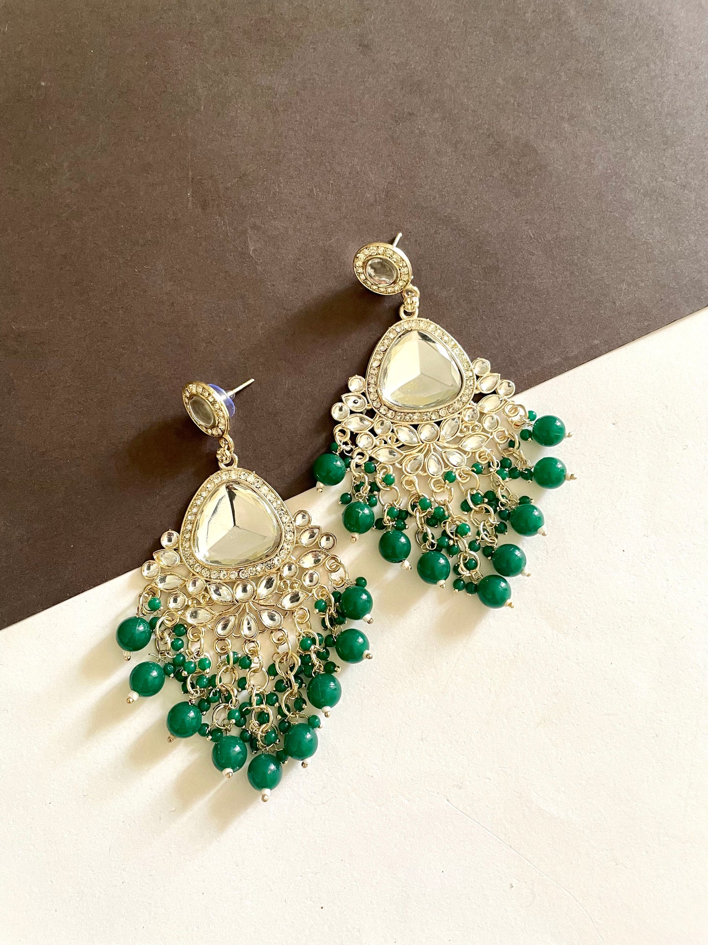 Diamond cut kundan earrings