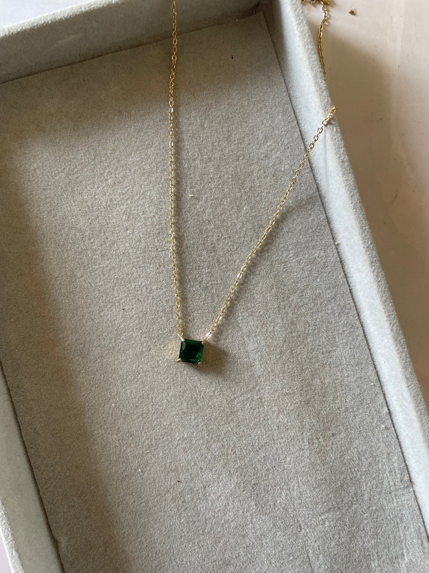Mini square stone necklace