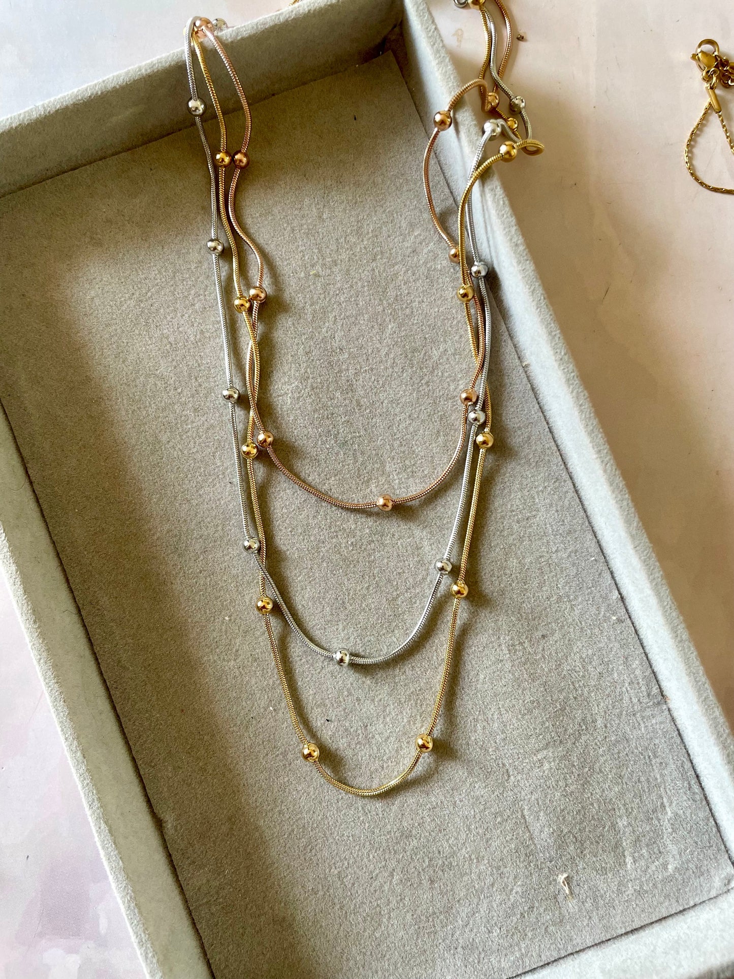 Shop triple layer necklace at Jewellery Lovers. Anti-tarnish, trendy & perfect for daily or festive wear. Free shipping available. jewellerylovers