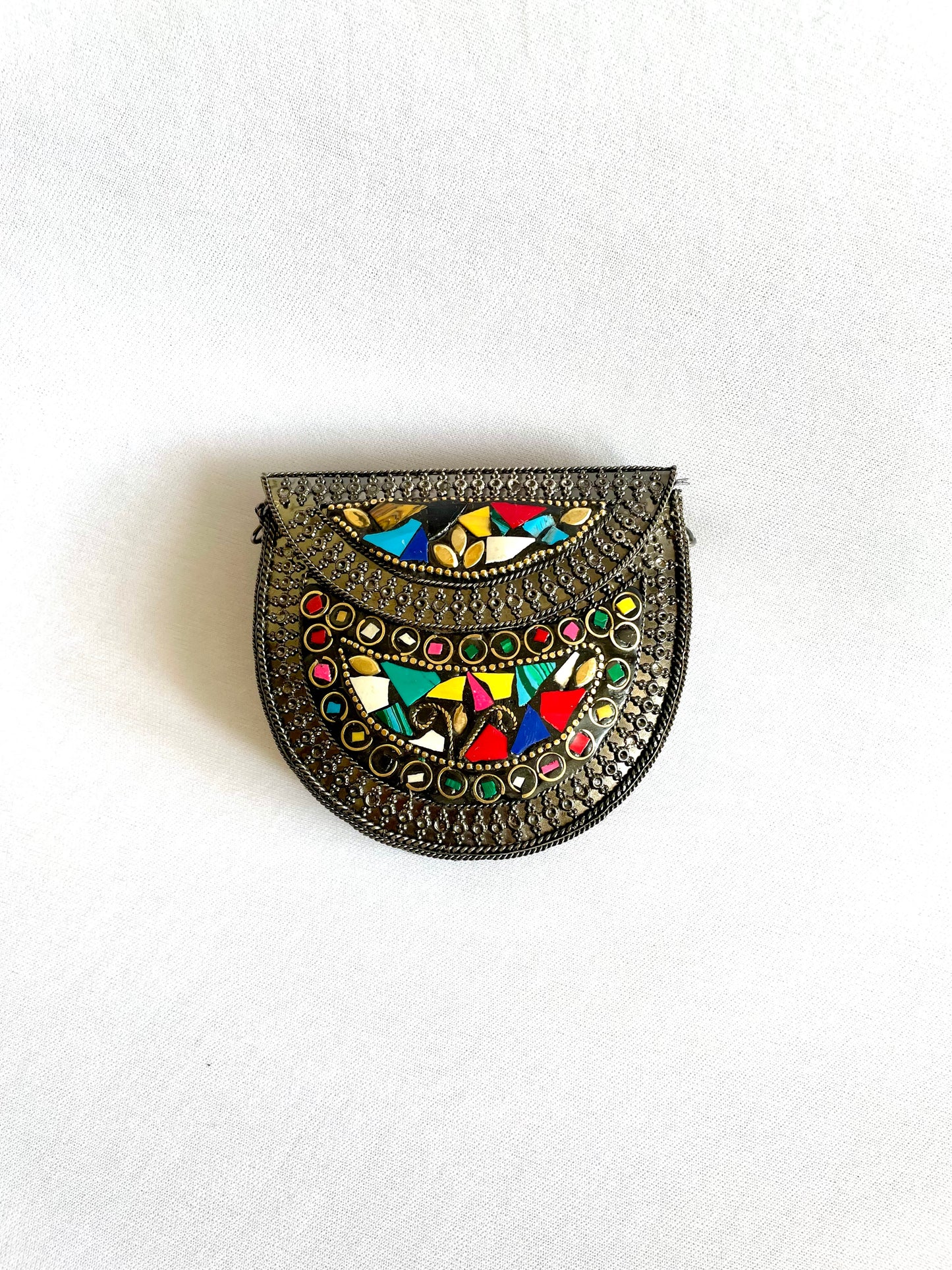 Black polish multicolour sling bag