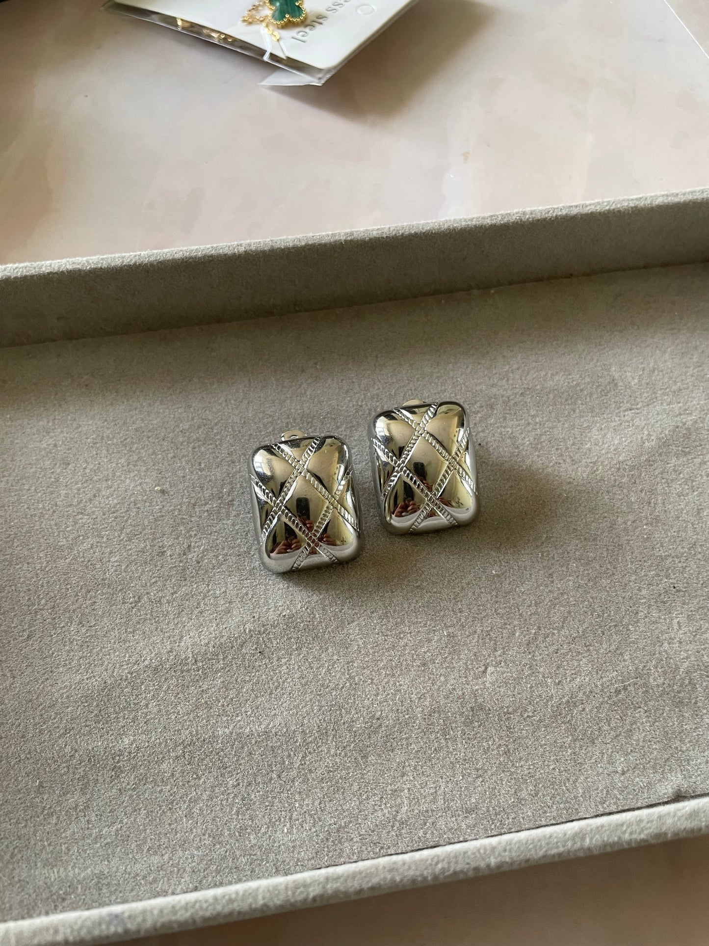 Silver geometric studs