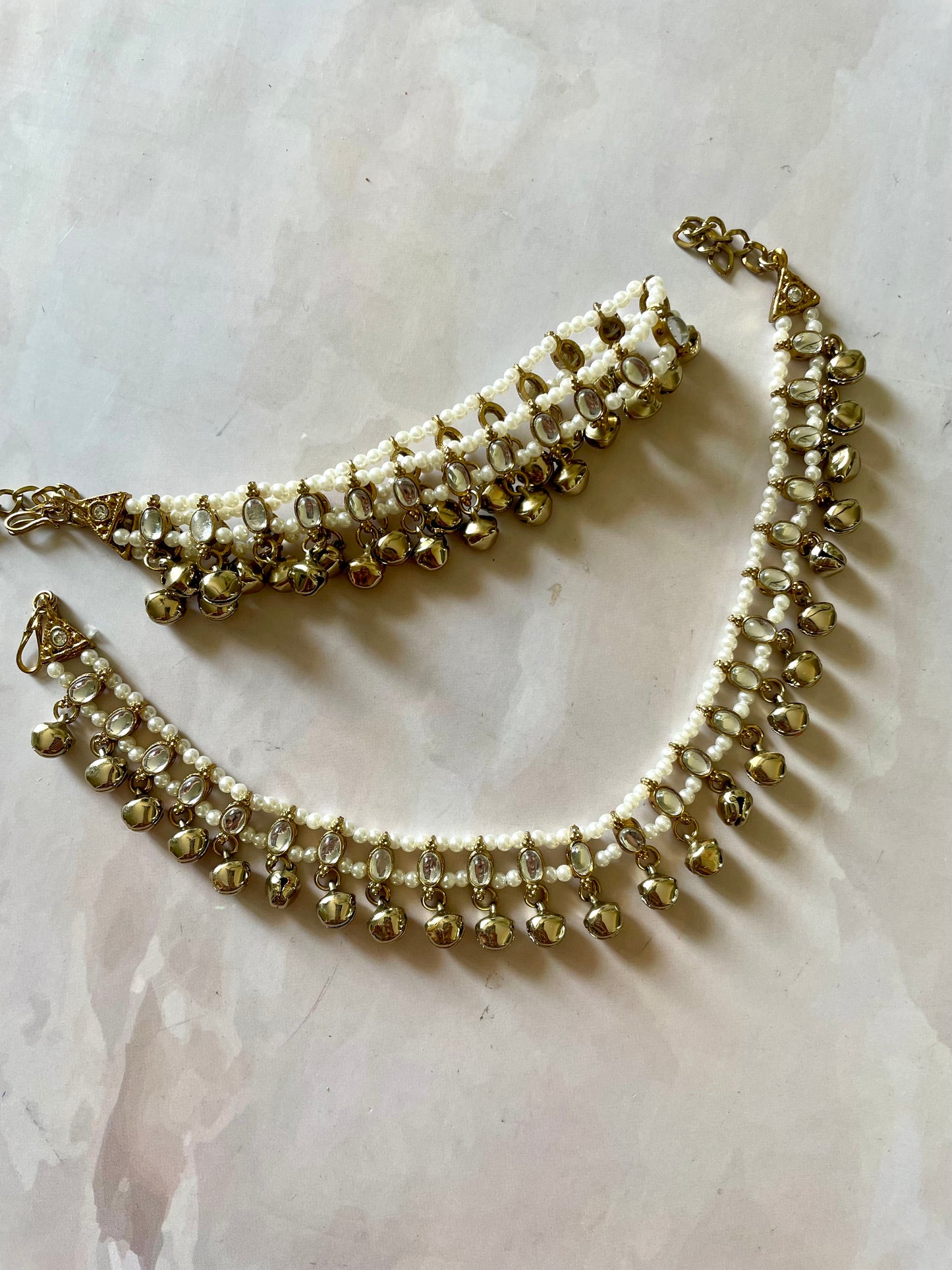 Silver ghungru kundan payal