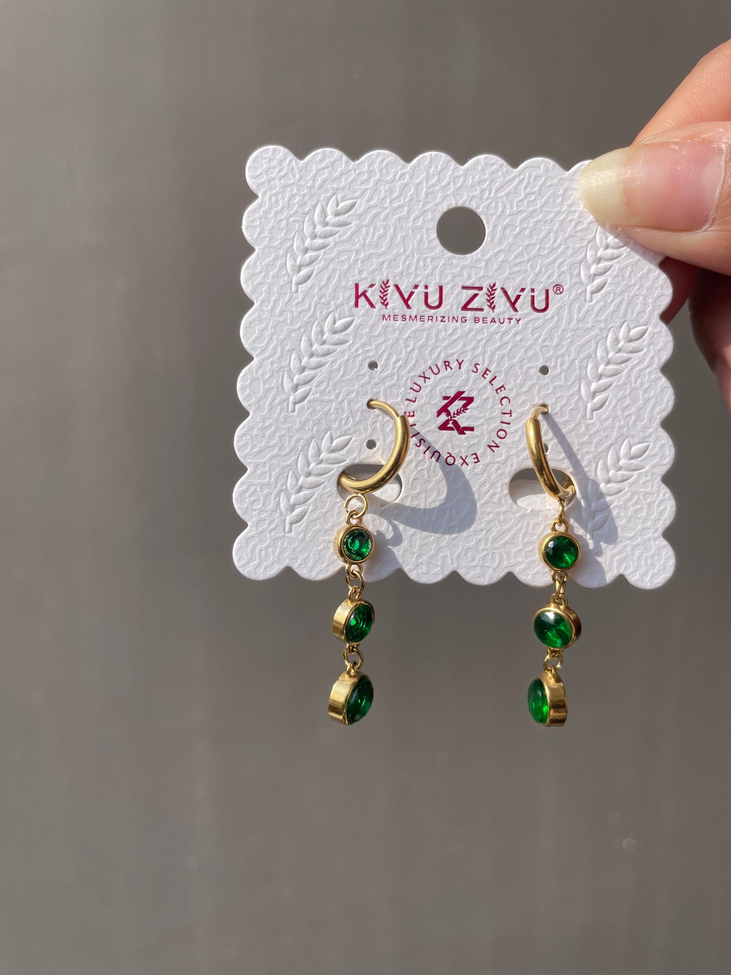 Green drop earrings jewellerylovers