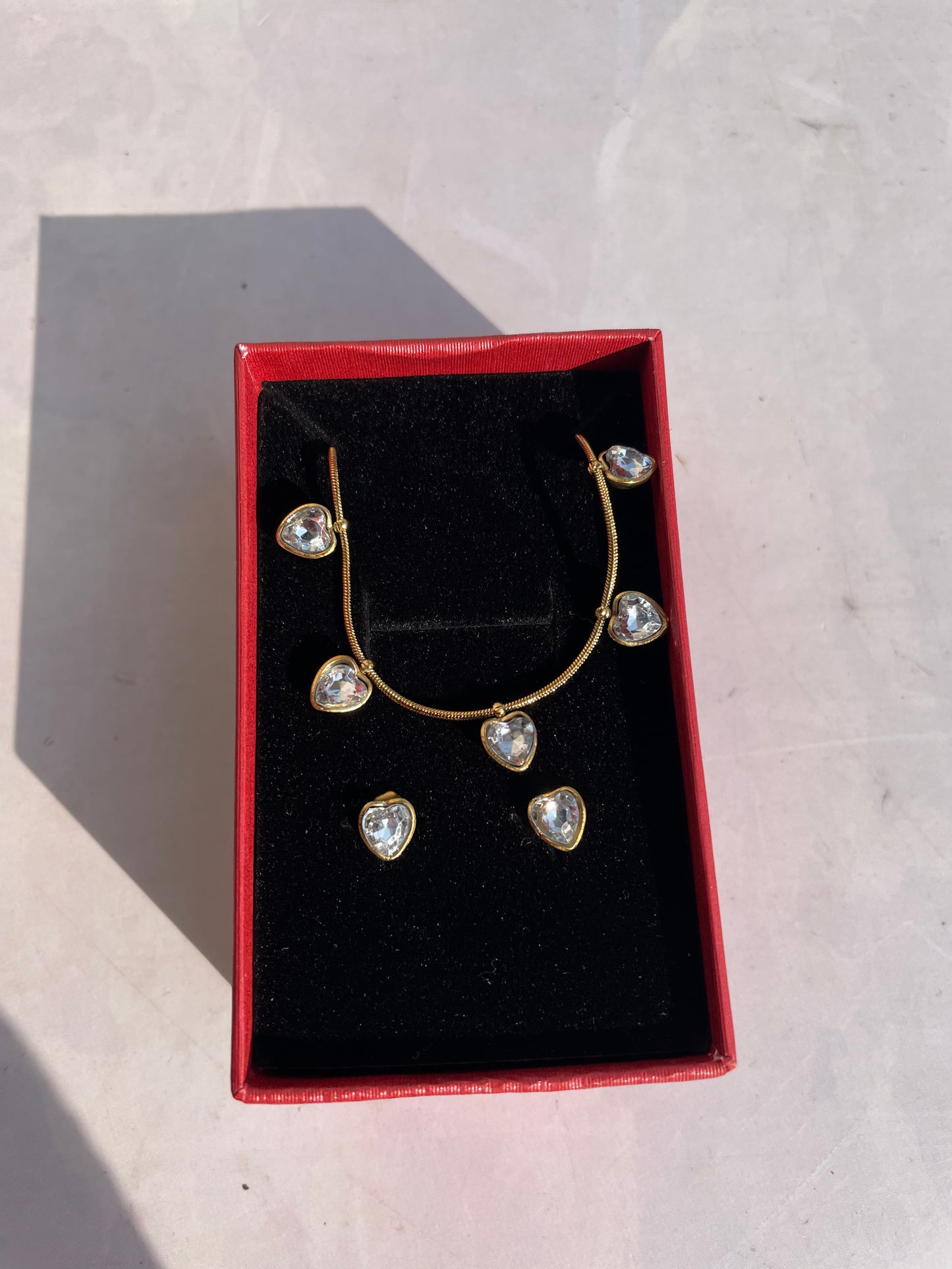 Premium heart necklace with earrings
