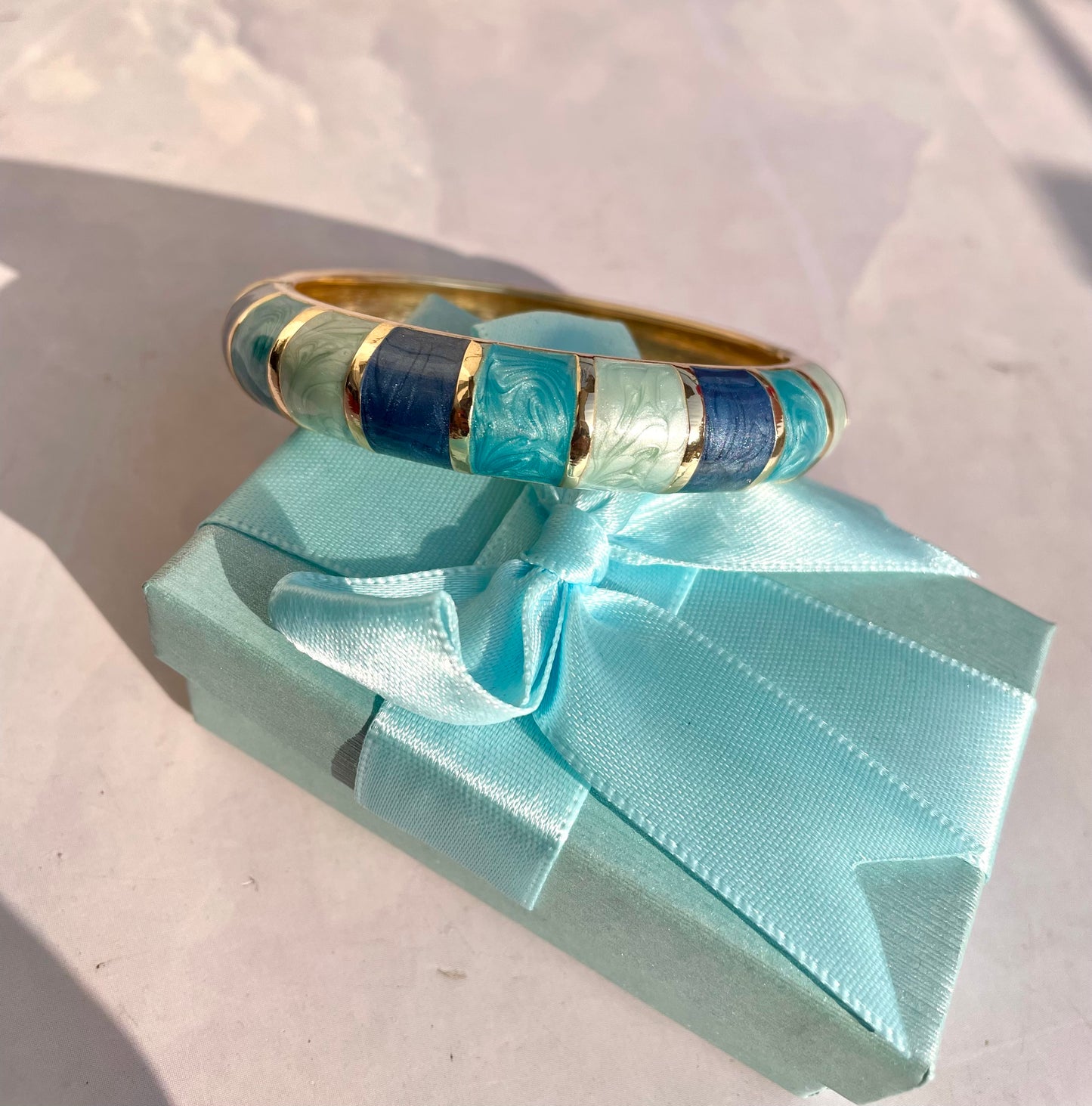 Striped enamel bangle