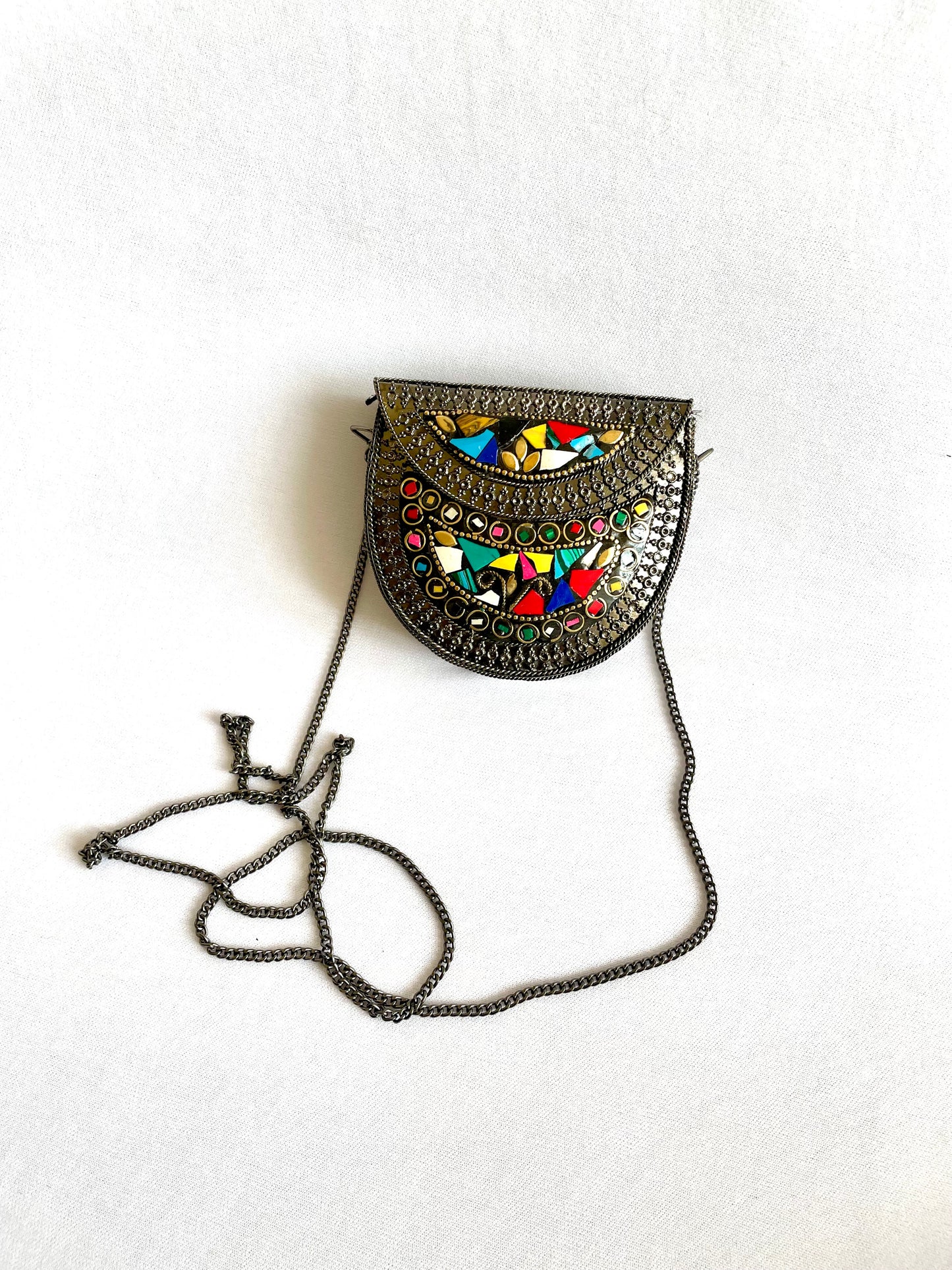 Black polish multicolour sling bag