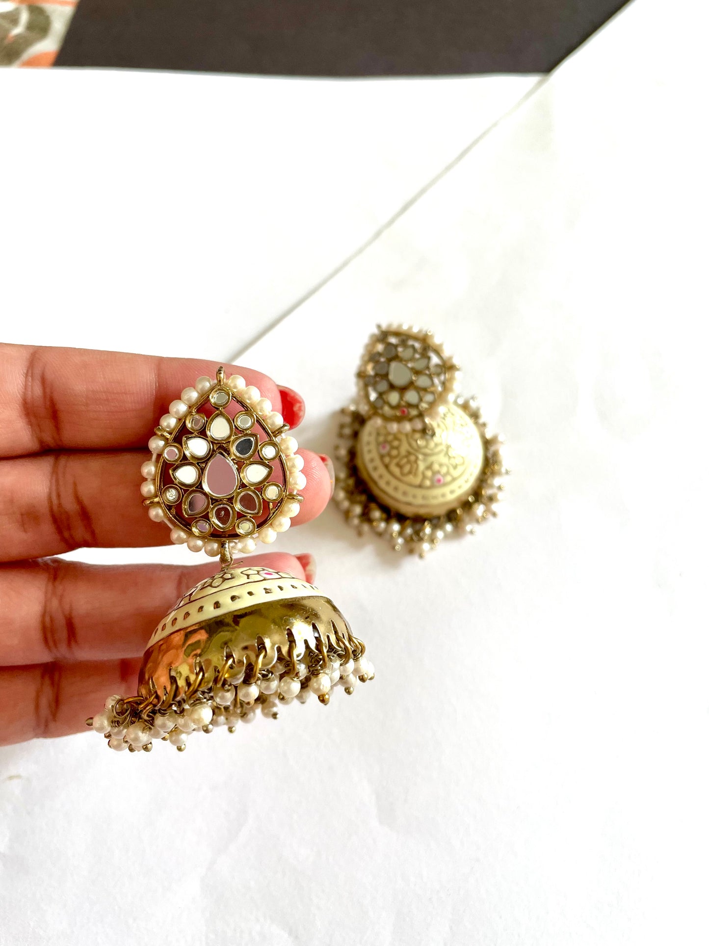 Mirror handpainted jhumka