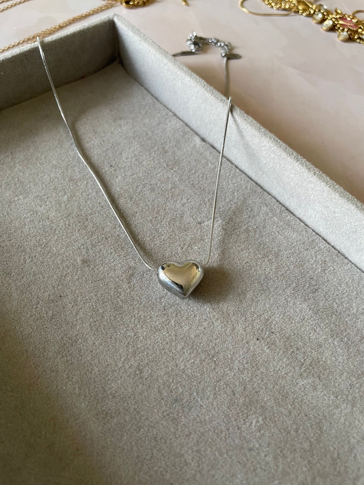 Silver bold heart necklace