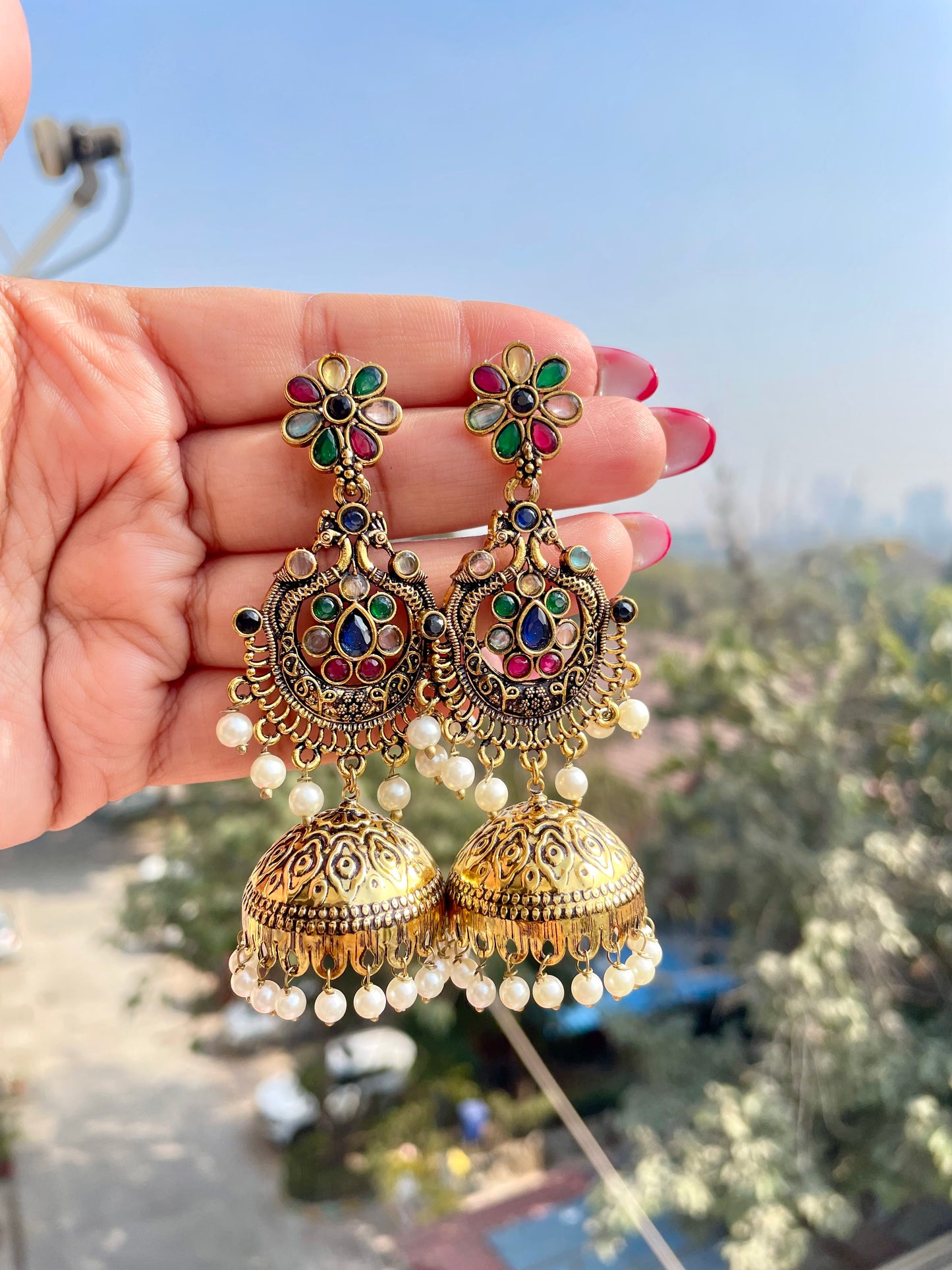 Multicolour jhumka