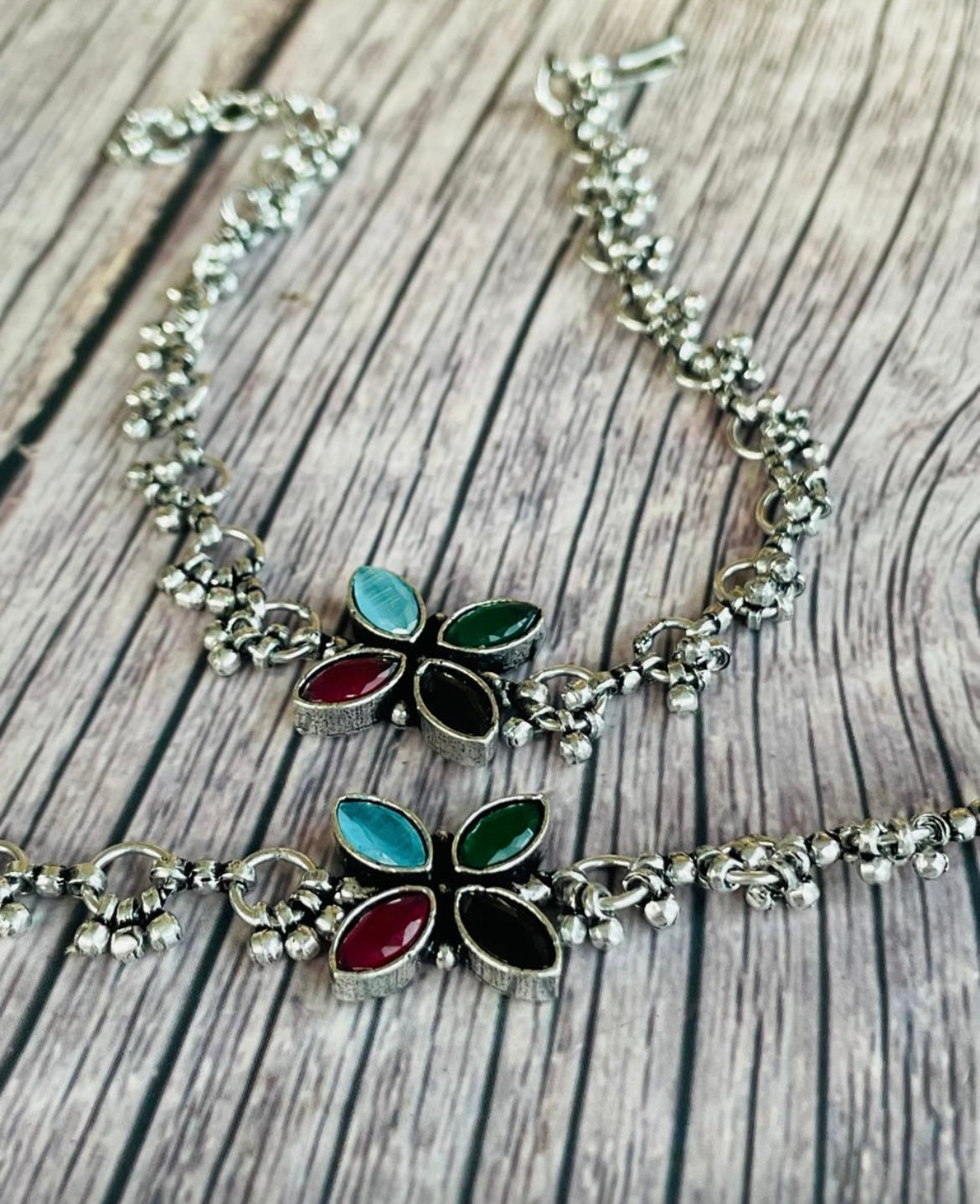 Flower petal anklets