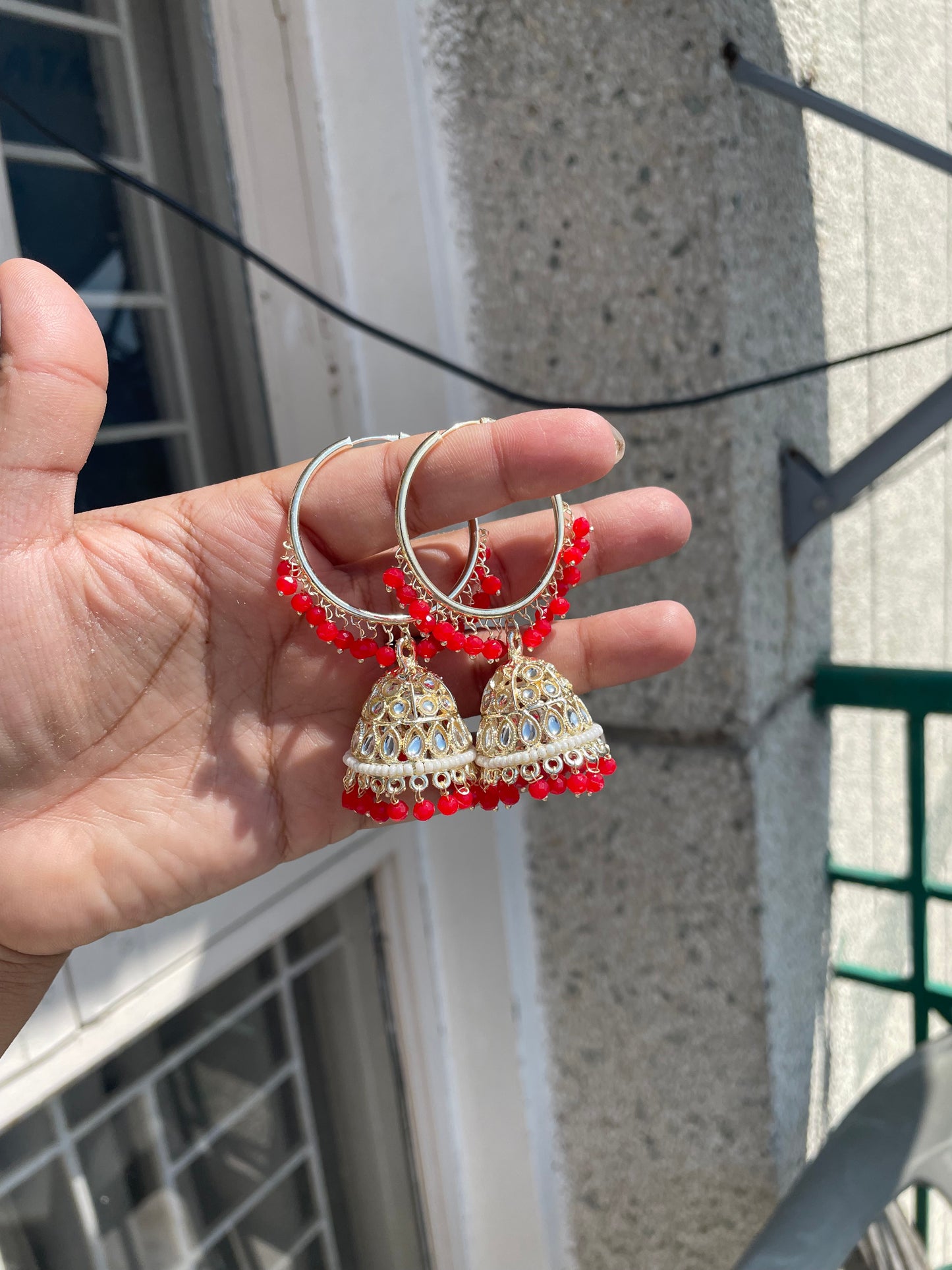 Kundan baali with jhumka