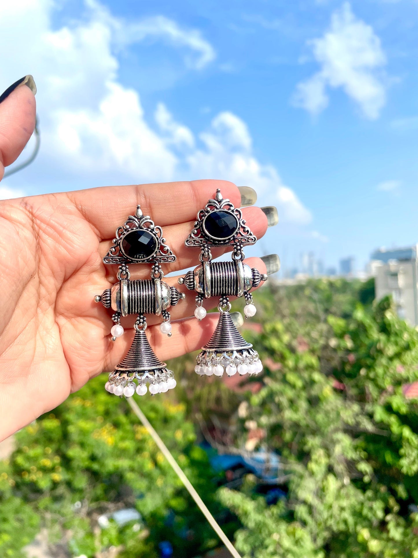 Beaded Silver Earrings jewellerylovers