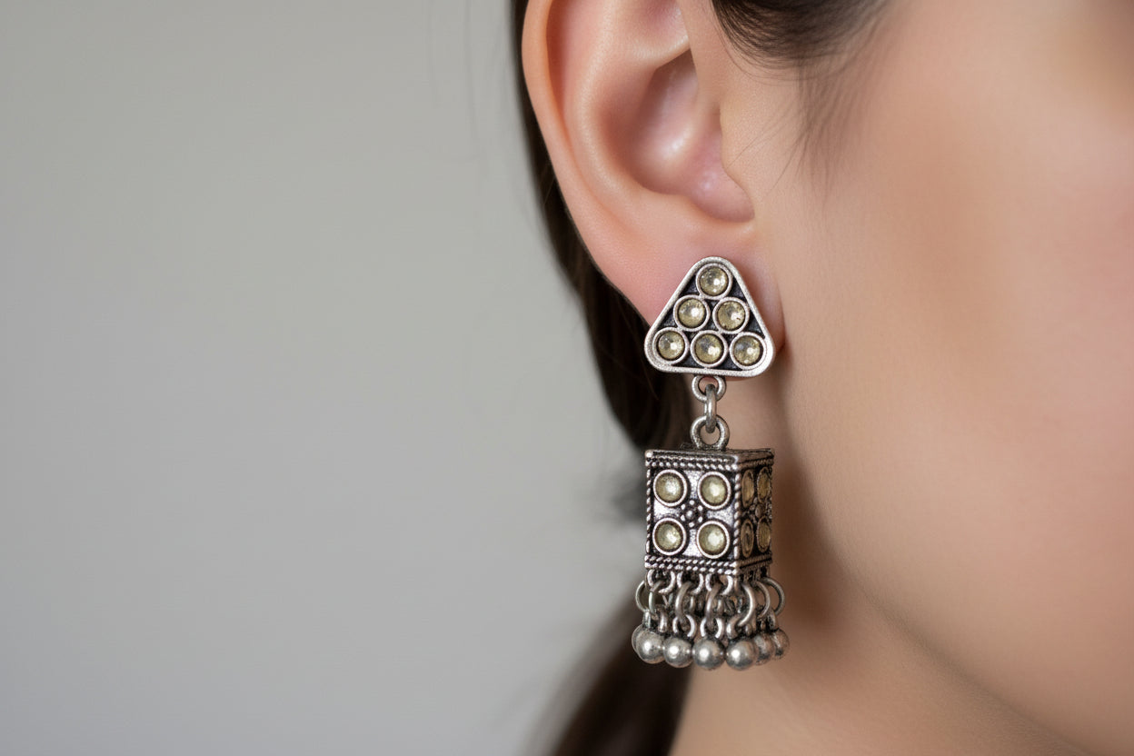 White kundan jhumka jewellerylovers