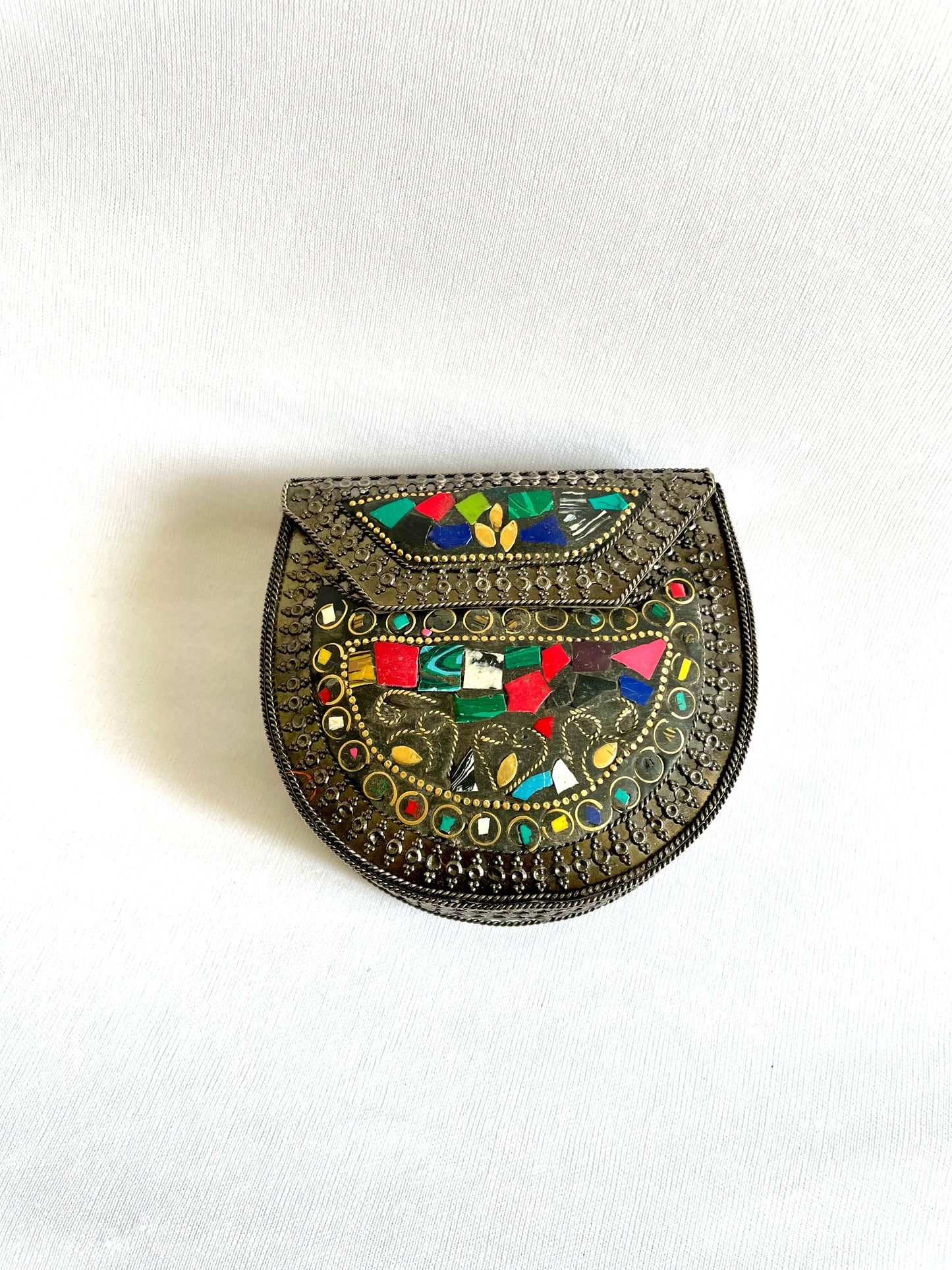 Multicolour mini brass bag