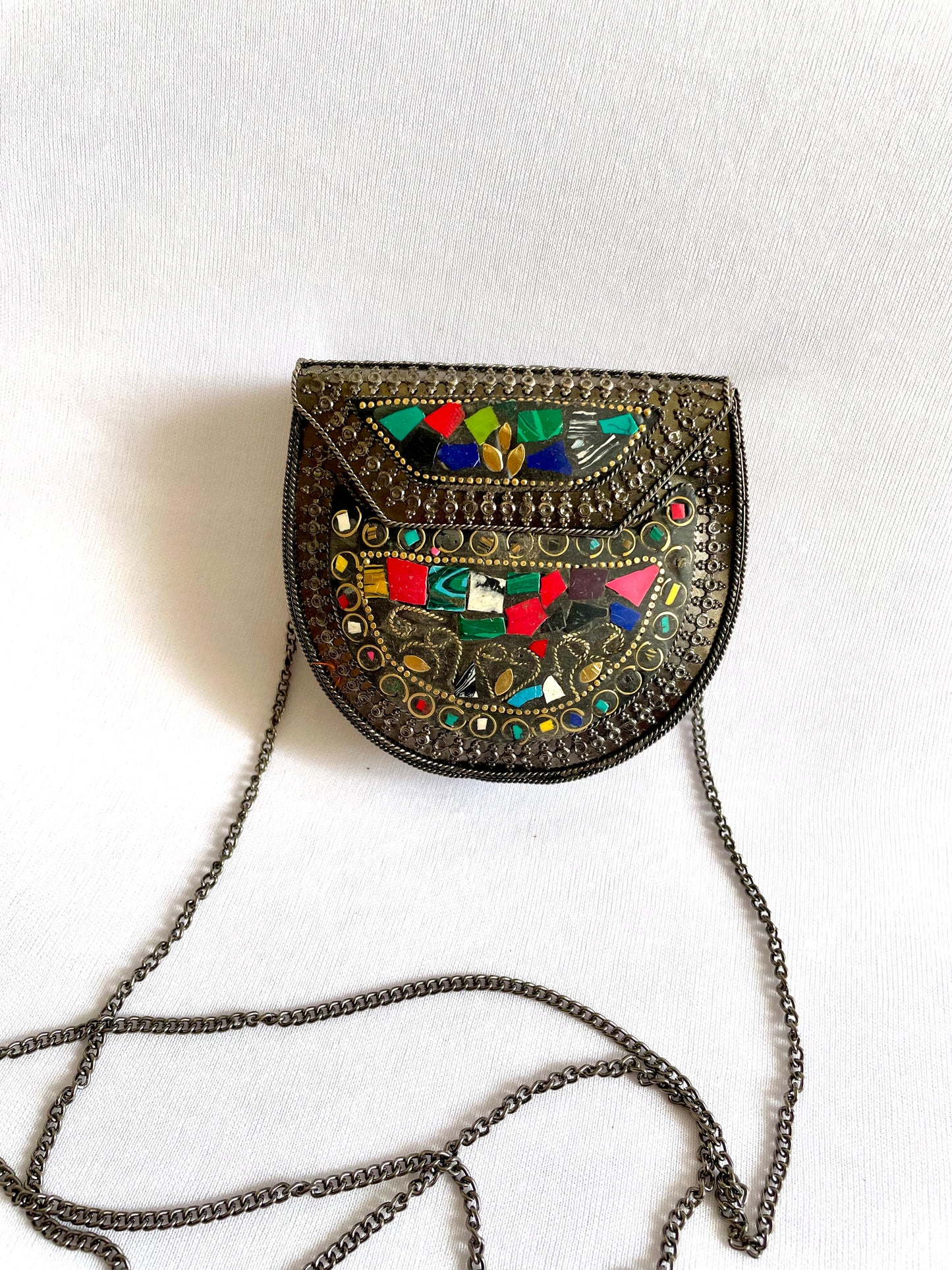 Multicolour mini brass bag