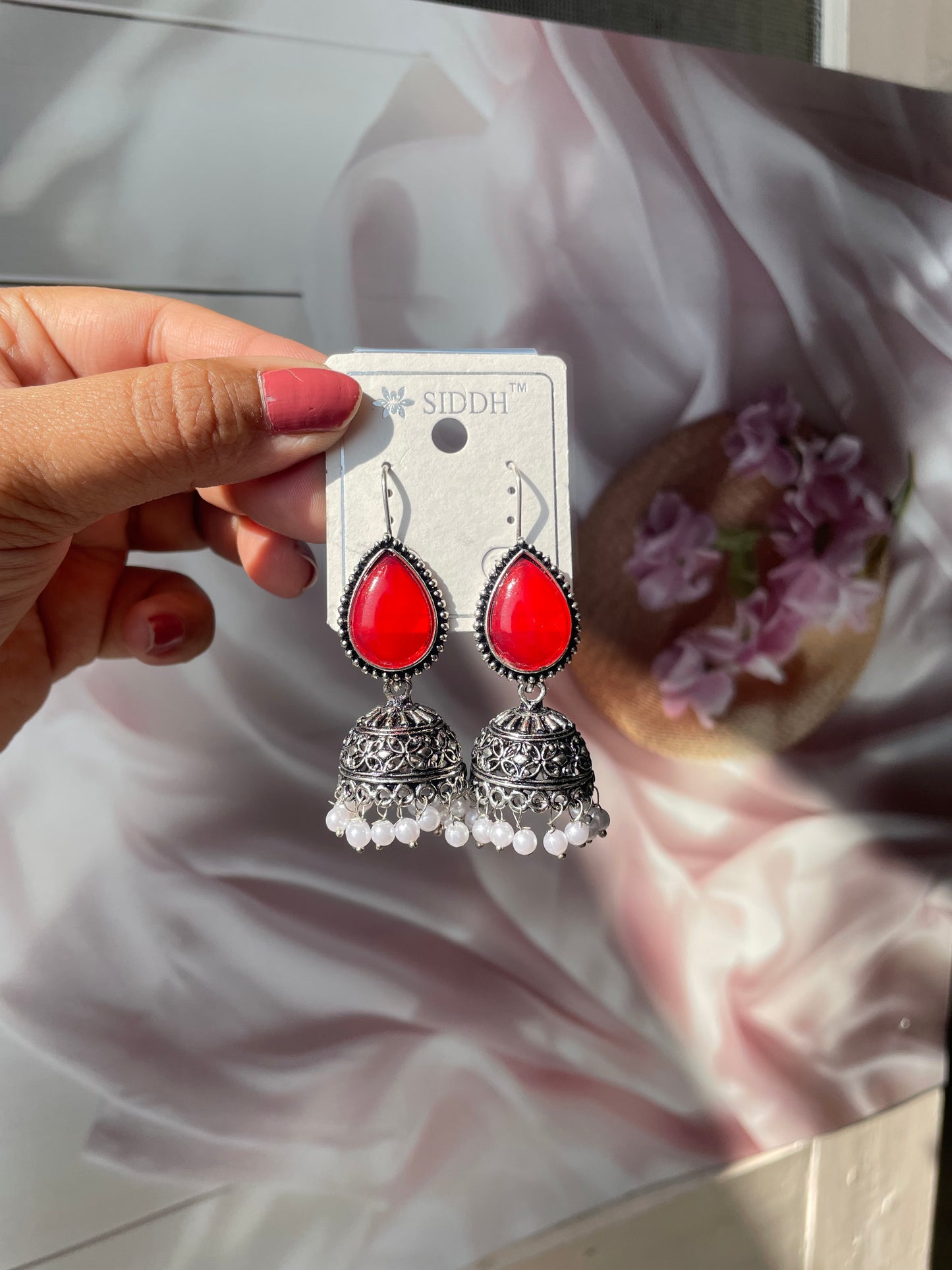 Almond silver earrings