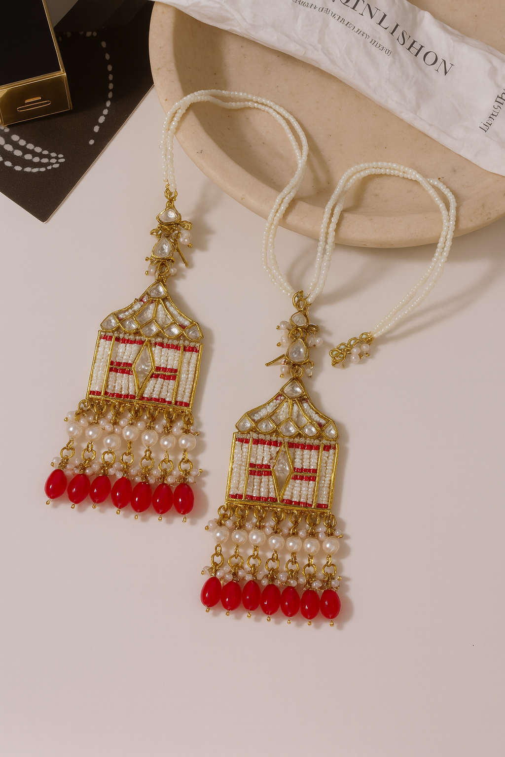 Temple earrings with earchains jewellerylovers