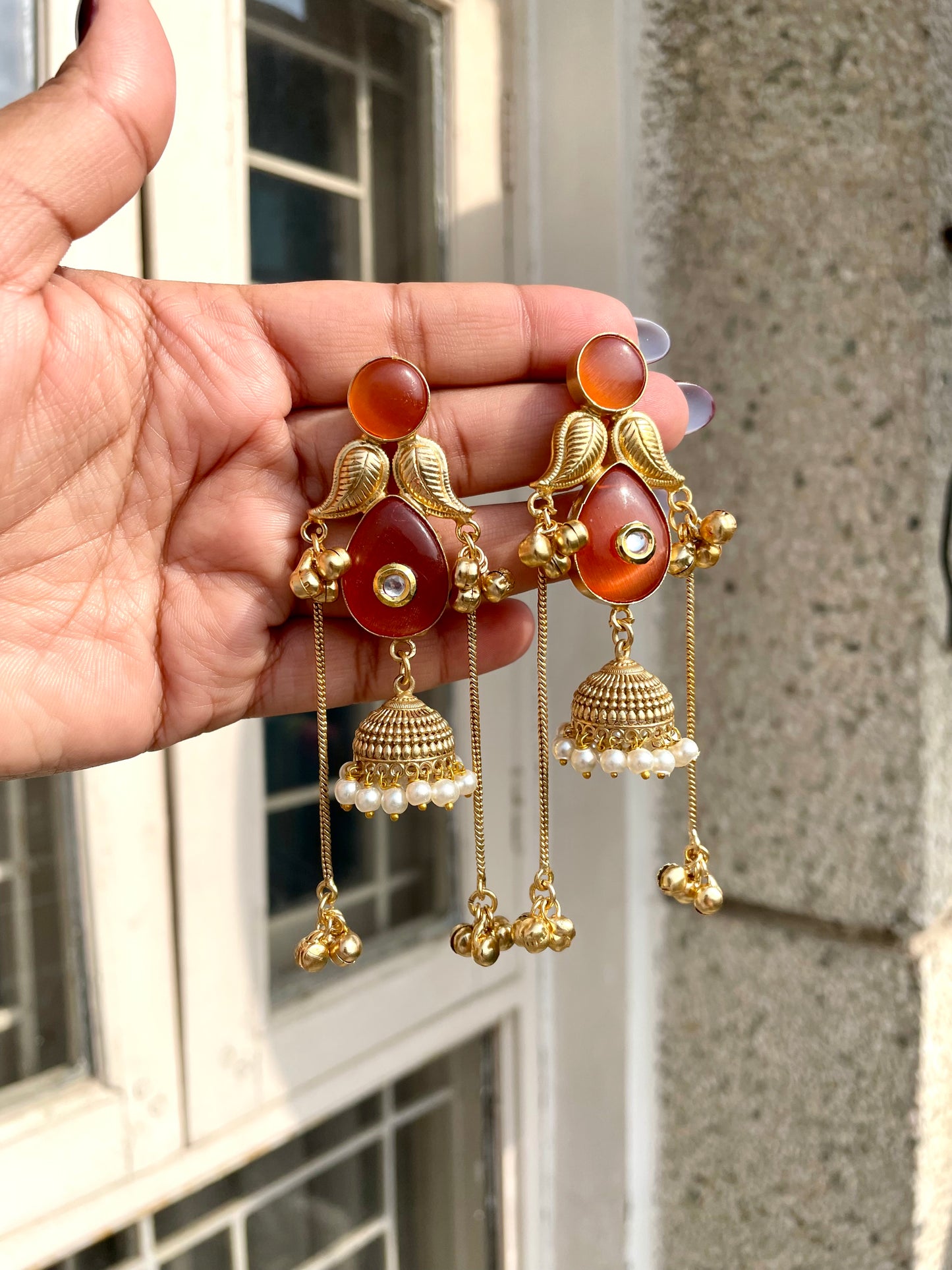Kashmiri dual shade jhumka jewellerylovers