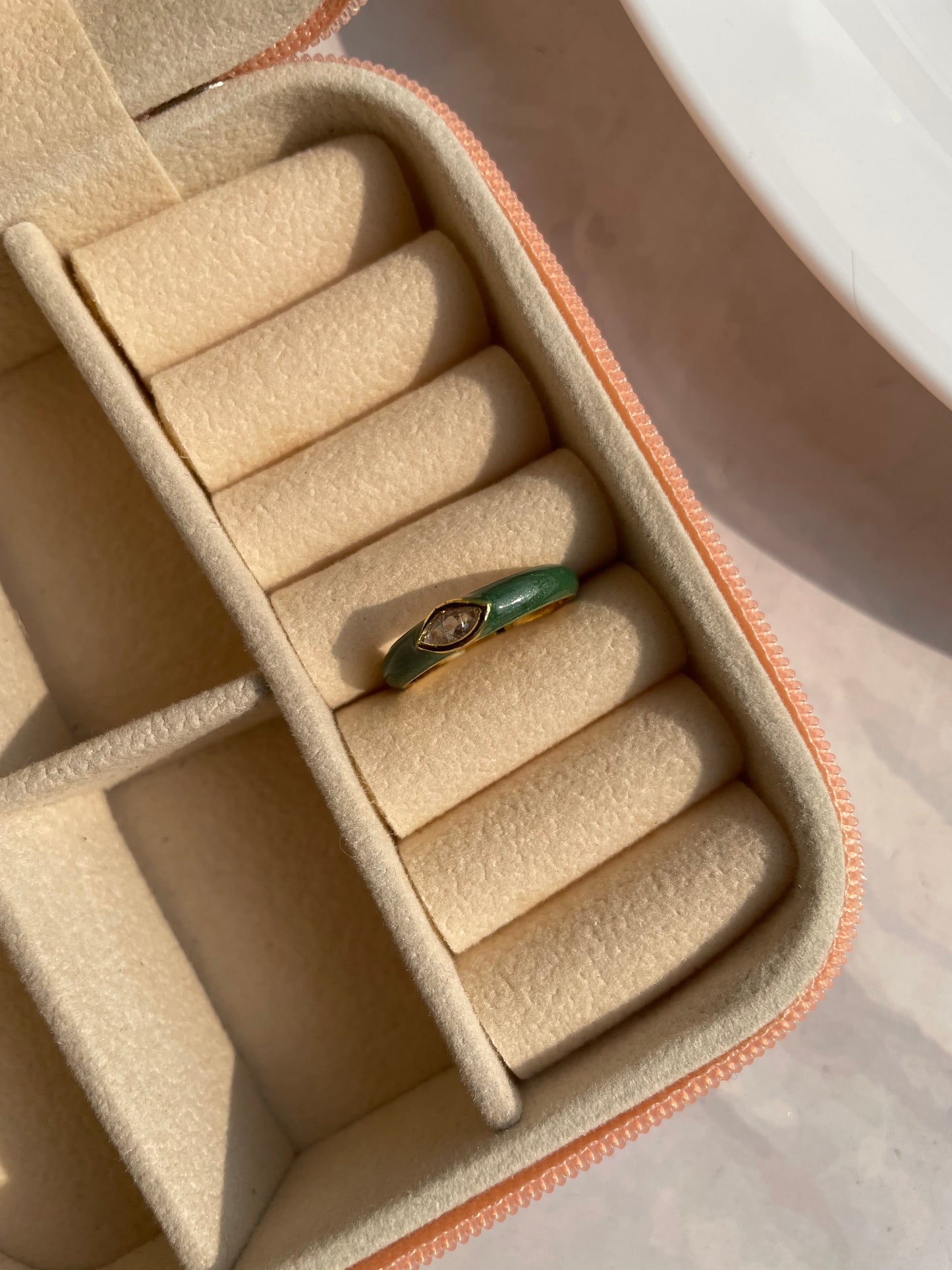 Adjustable enamel crystal anti tarnished ring jewellerylovers