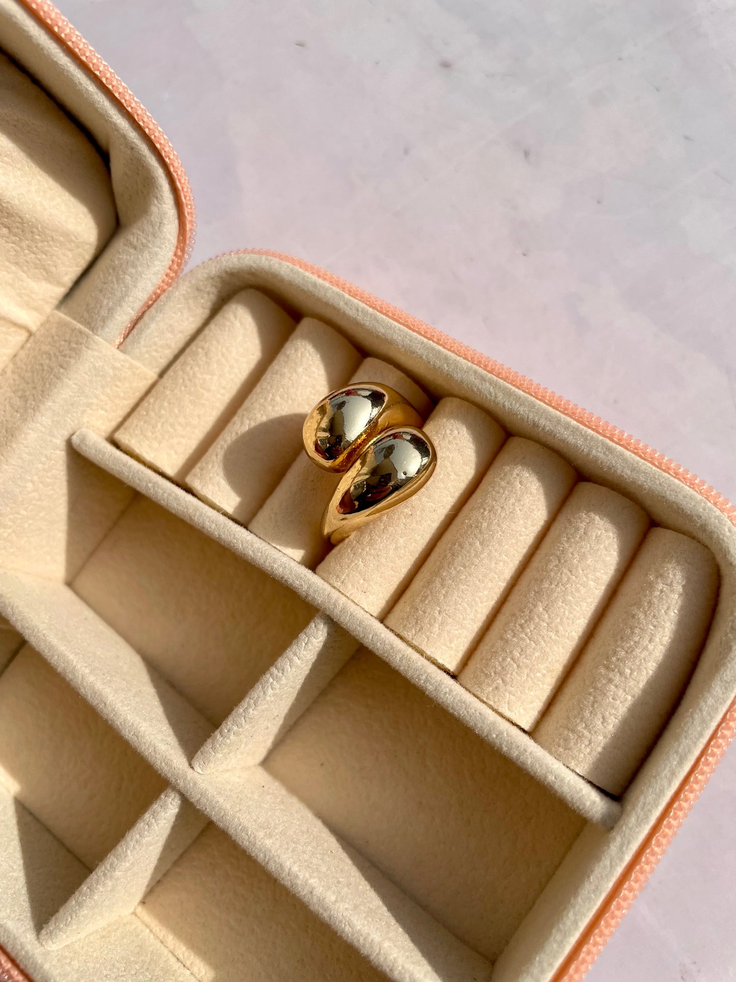 Dual hug anti tarnished adjustable ring