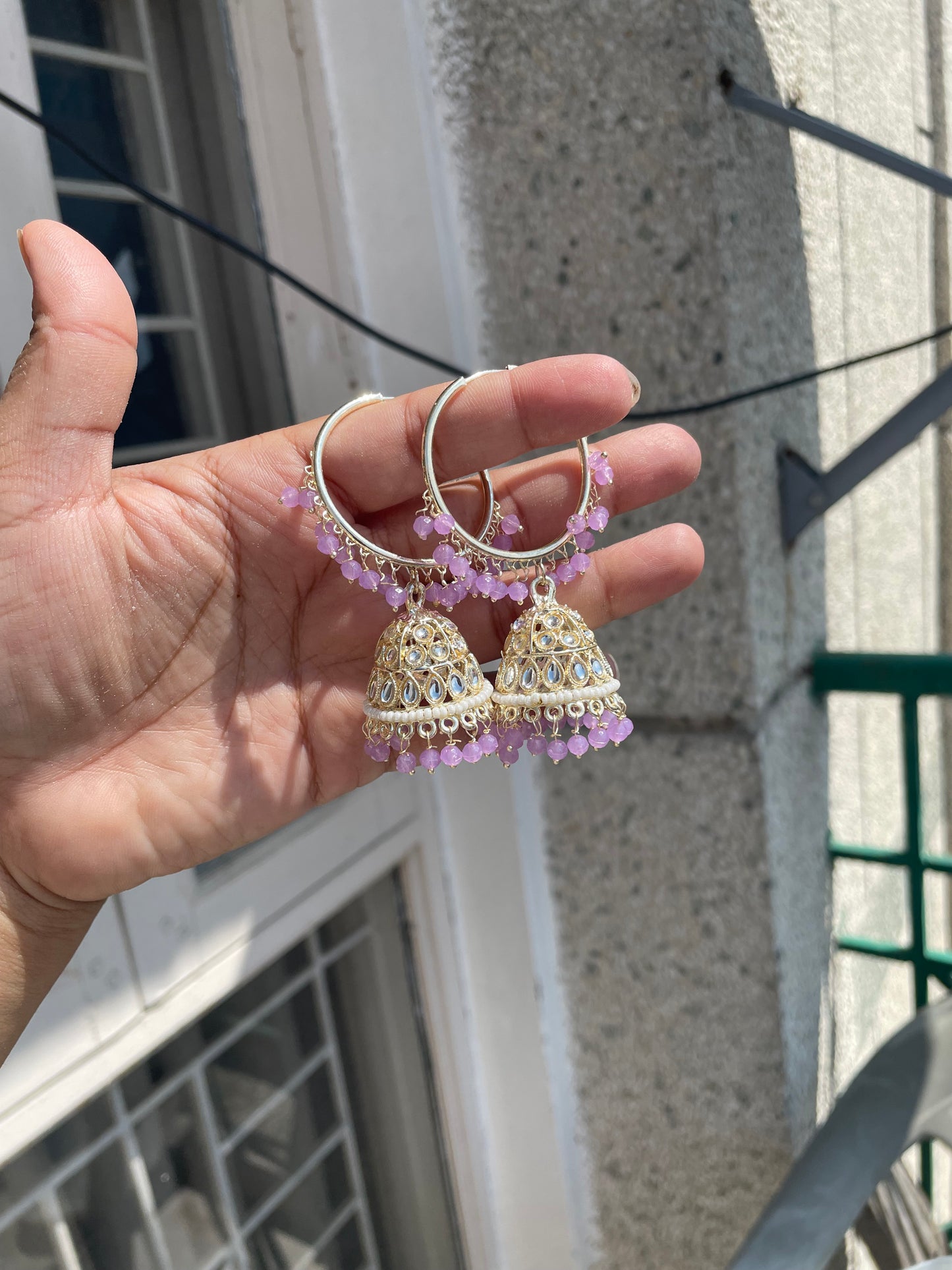 Kundan baali with jhumka
