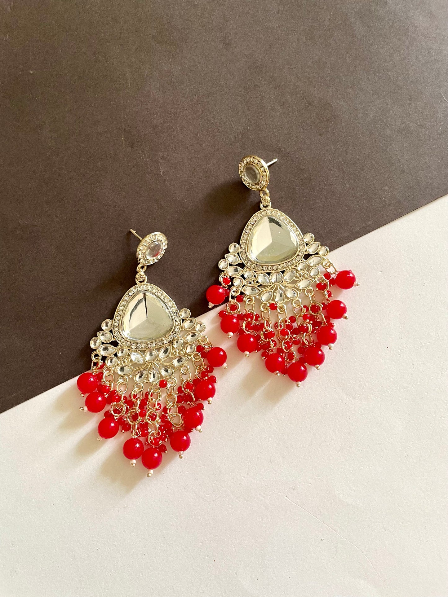 Diamond cut kundan earrings