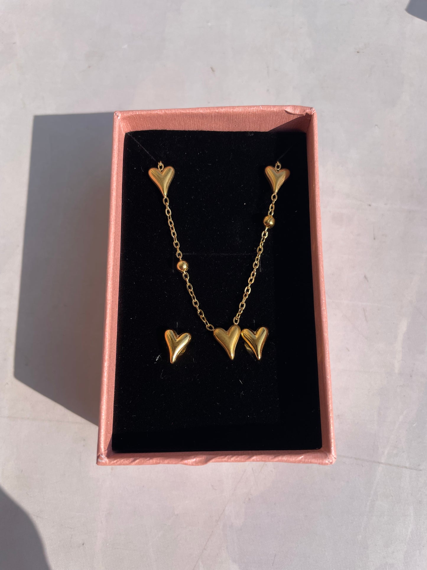 Heart necklace set with earrings