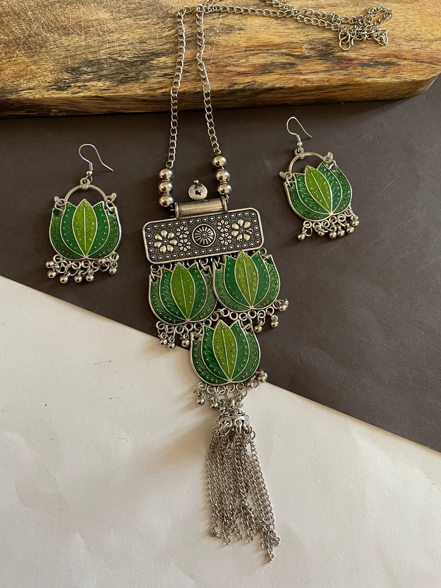 Shop lotus pendent set with earrings at Jewellery Lovers. Anti-tarnish, trendy & perfect for daily or festive wear. Free shipping available. jewellerylovers