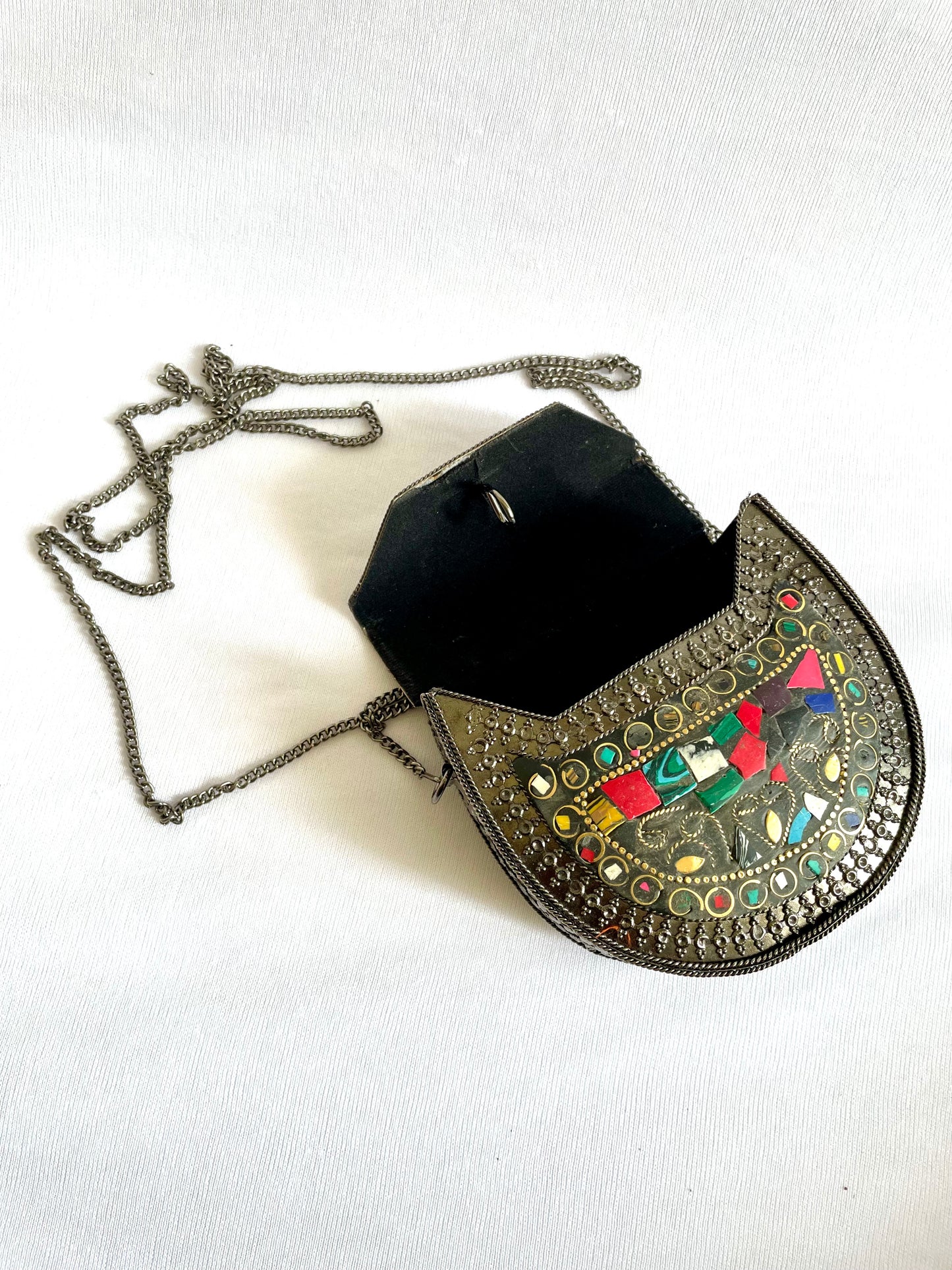 Multicolour mini brass bag