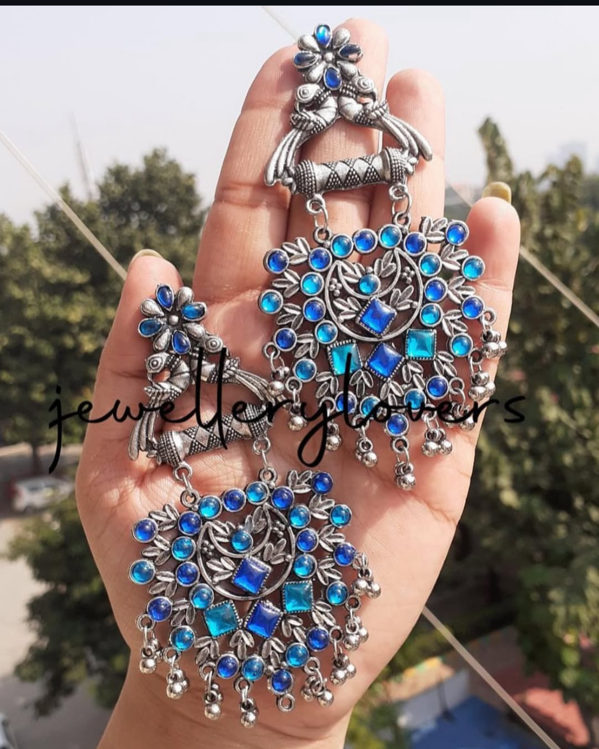 Blue beaded earrings