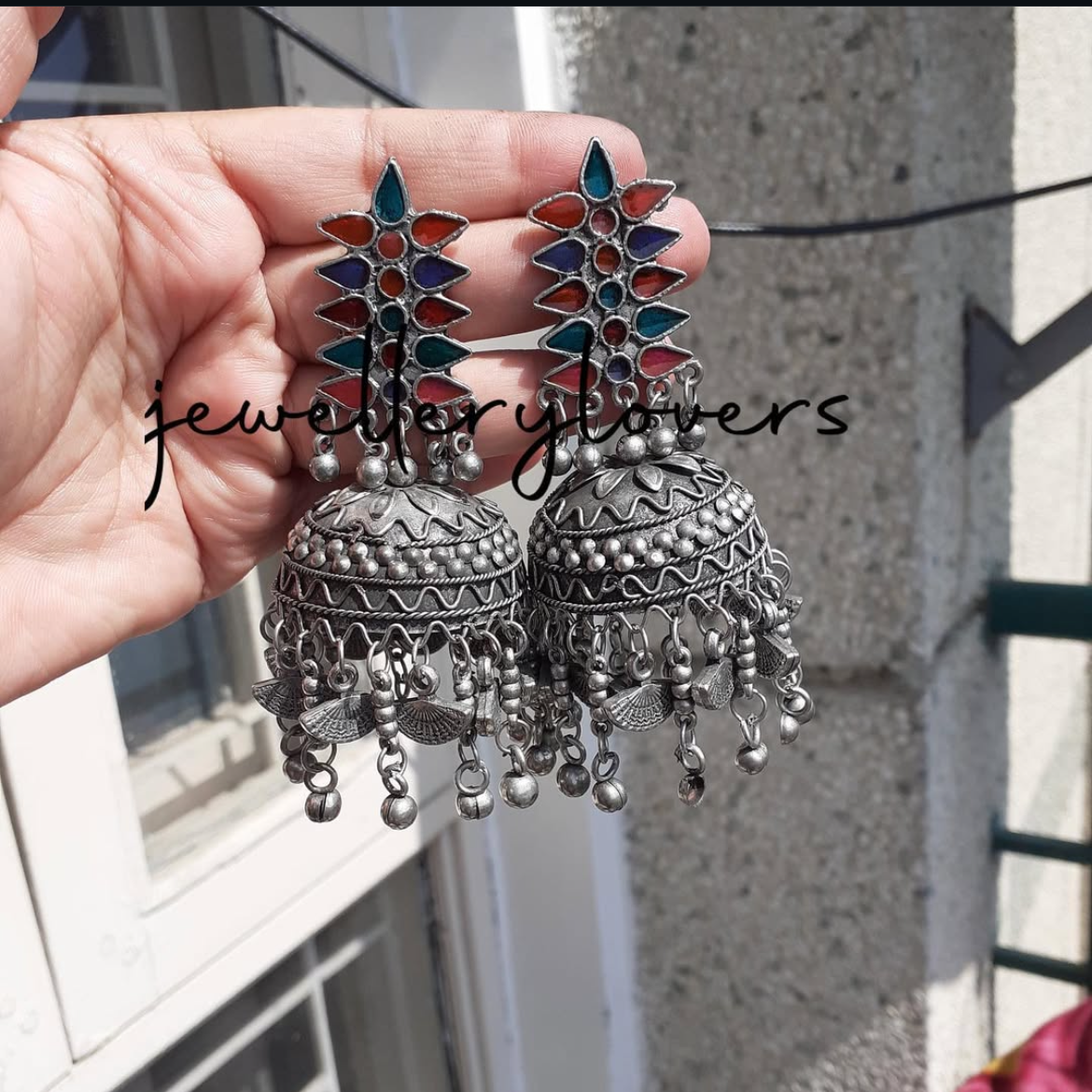 Shop multicolour jhumka at Jewellery Lovers. Anti-tarnish, trendy & perfect for daily or festive wear. Free shipping available. jewellerylovers