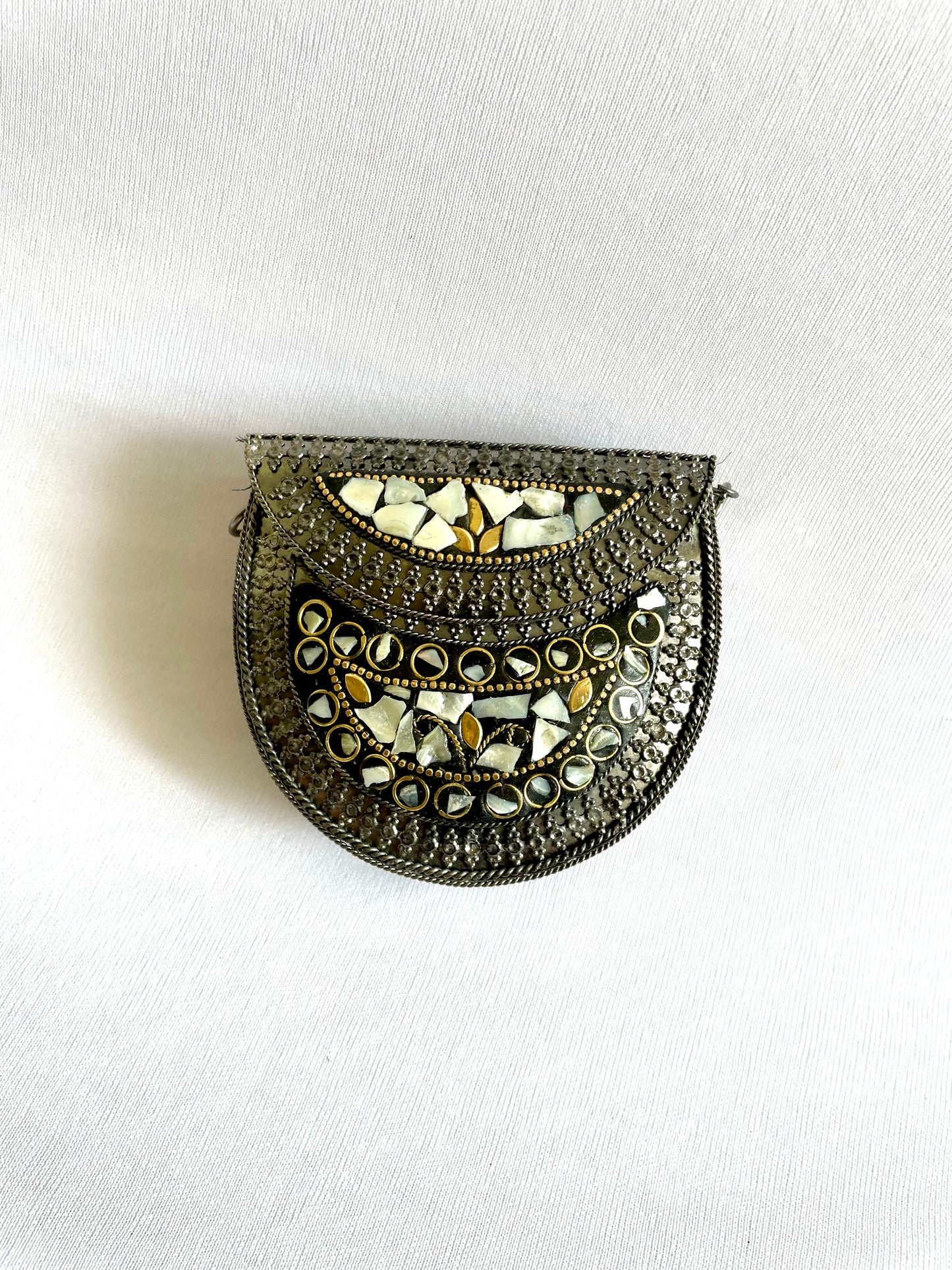 White and black stone sling bag