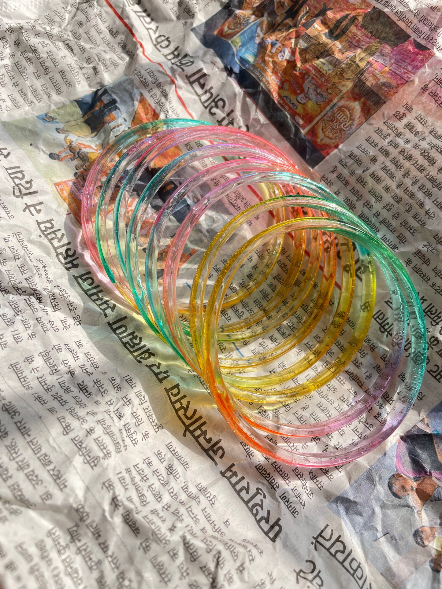 Jelly glass bangles set of 8 bangles light multicolour jewellerylovers