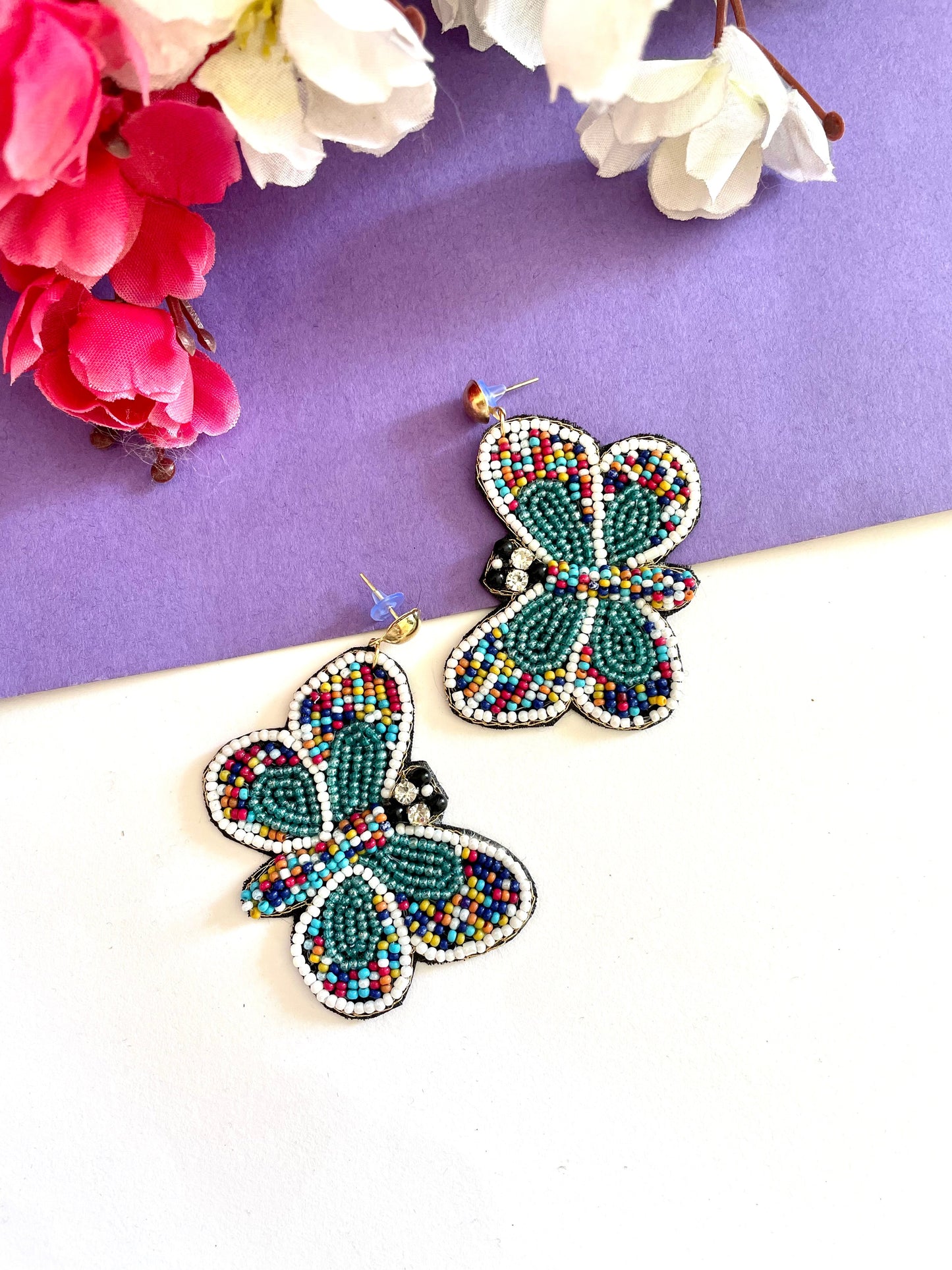Shop butterfly beaded earrings at Jewellery Lovers. Anti-tarnish, trendy & perfect for daily or festive wear. Free shipping available. jewellerylovers