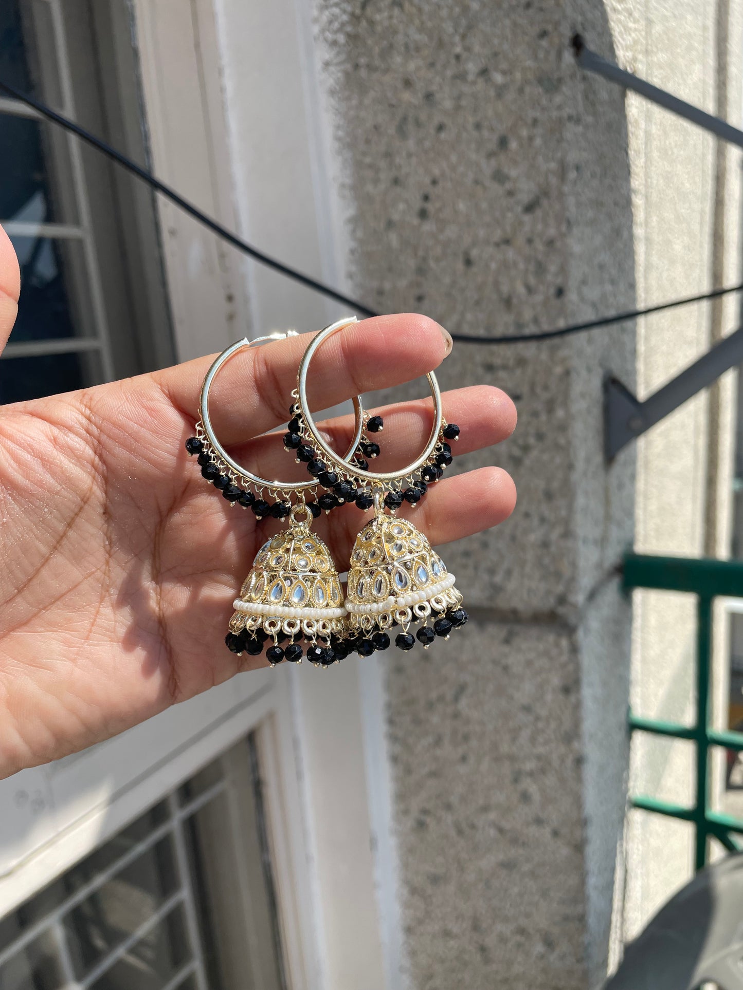 Kundan baali with jhumka