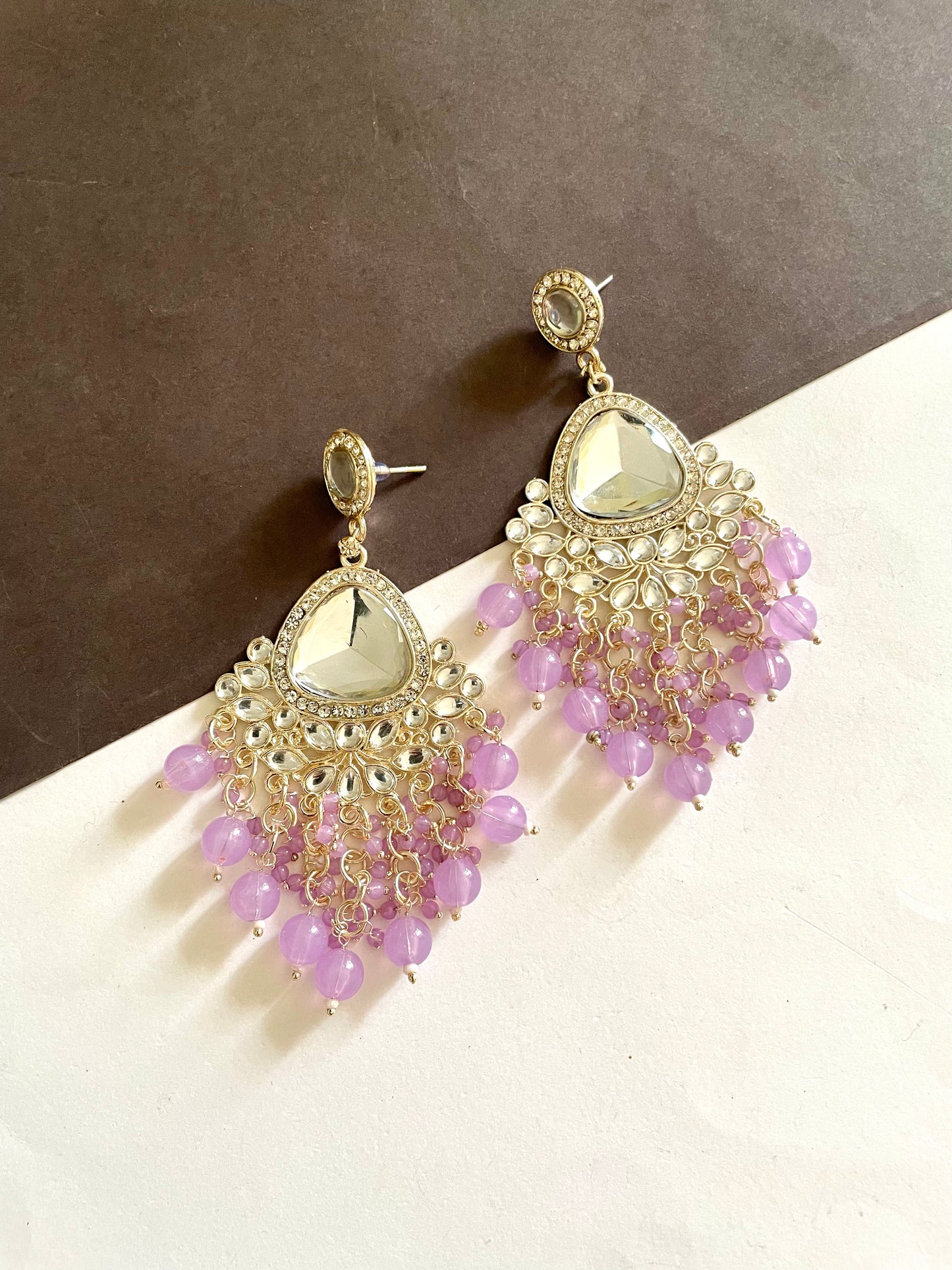 Diamond cut kundan earrings
