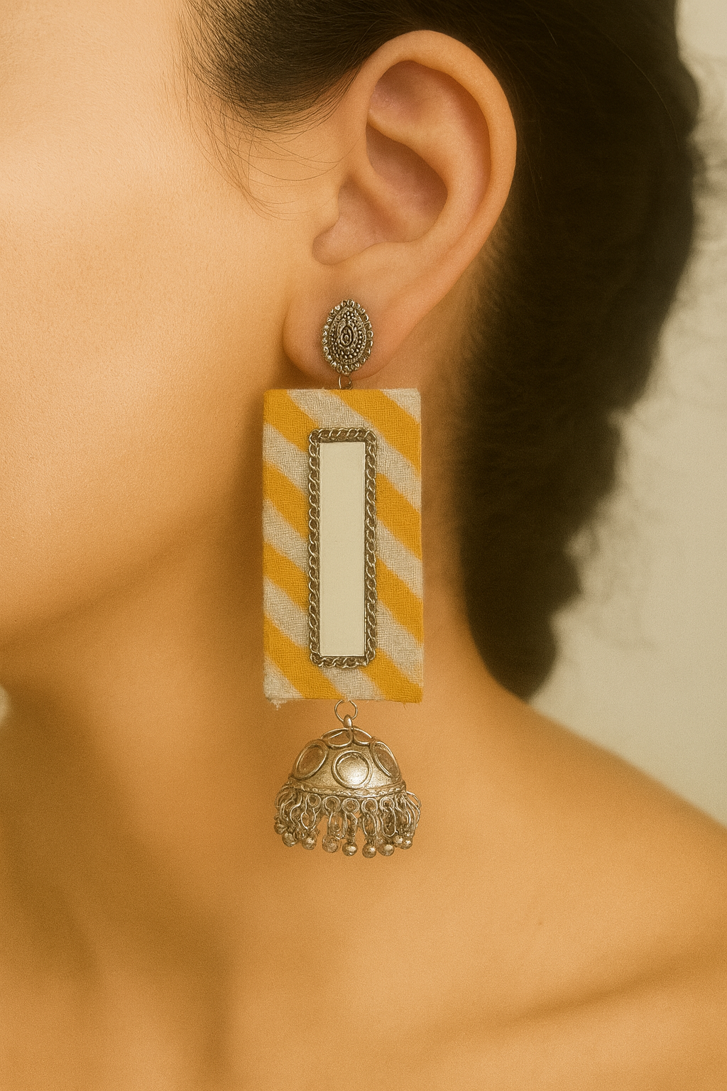 Long mirror jhumka
