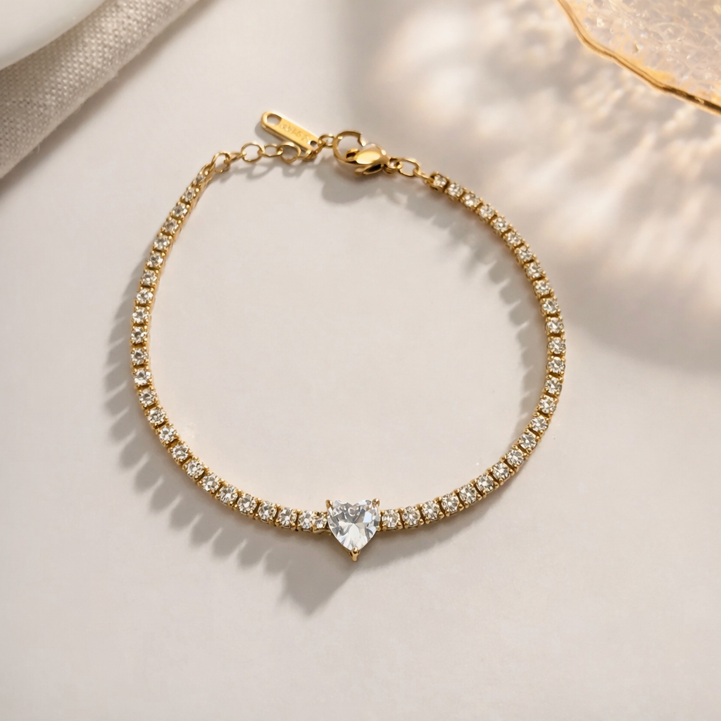 Heart stone crystal bracelet
