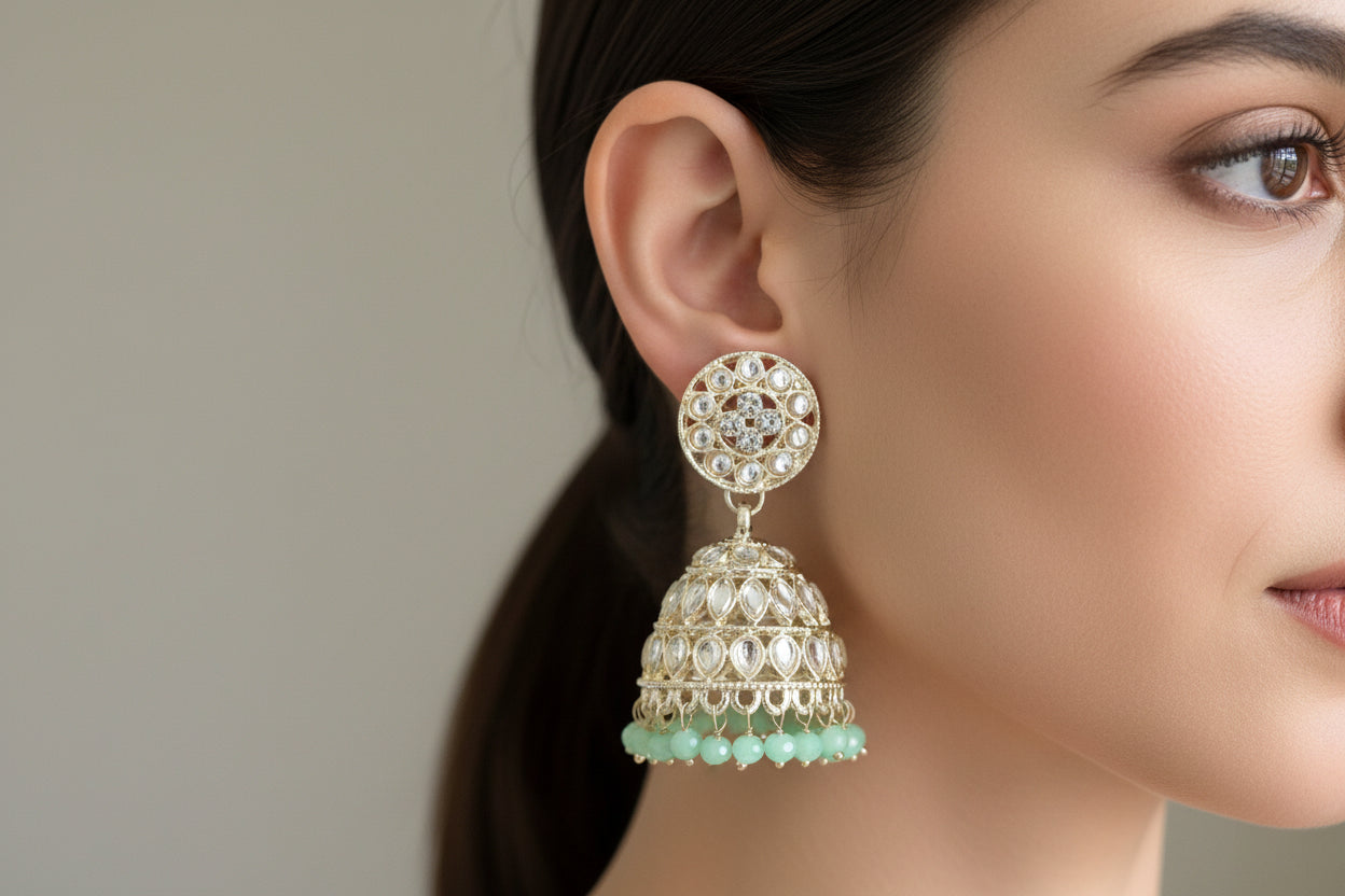 Shop kundan jhumka at Jewellery Lovers. Anti-tarnish, trendy & perfect for daily or festive wear. Free shipping available. jewellerylovers