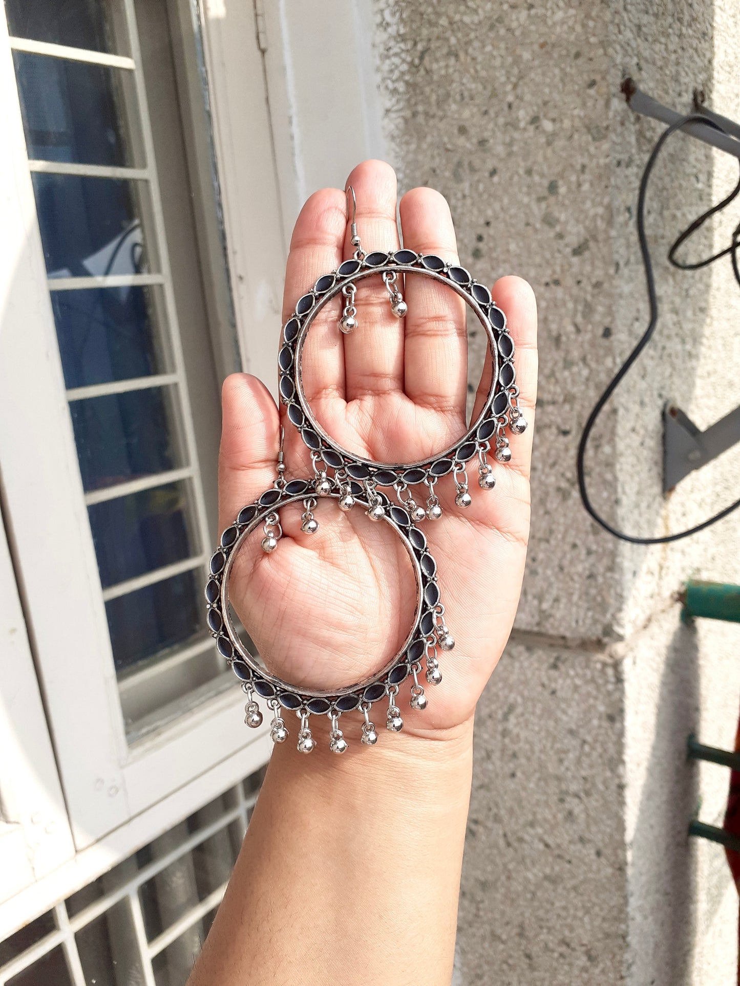 Shop black ring earring at Jewellery Lovers. Anti-tarnish, trendy & perfect for daily or festive wear. Free shipping available. jewellerylovers